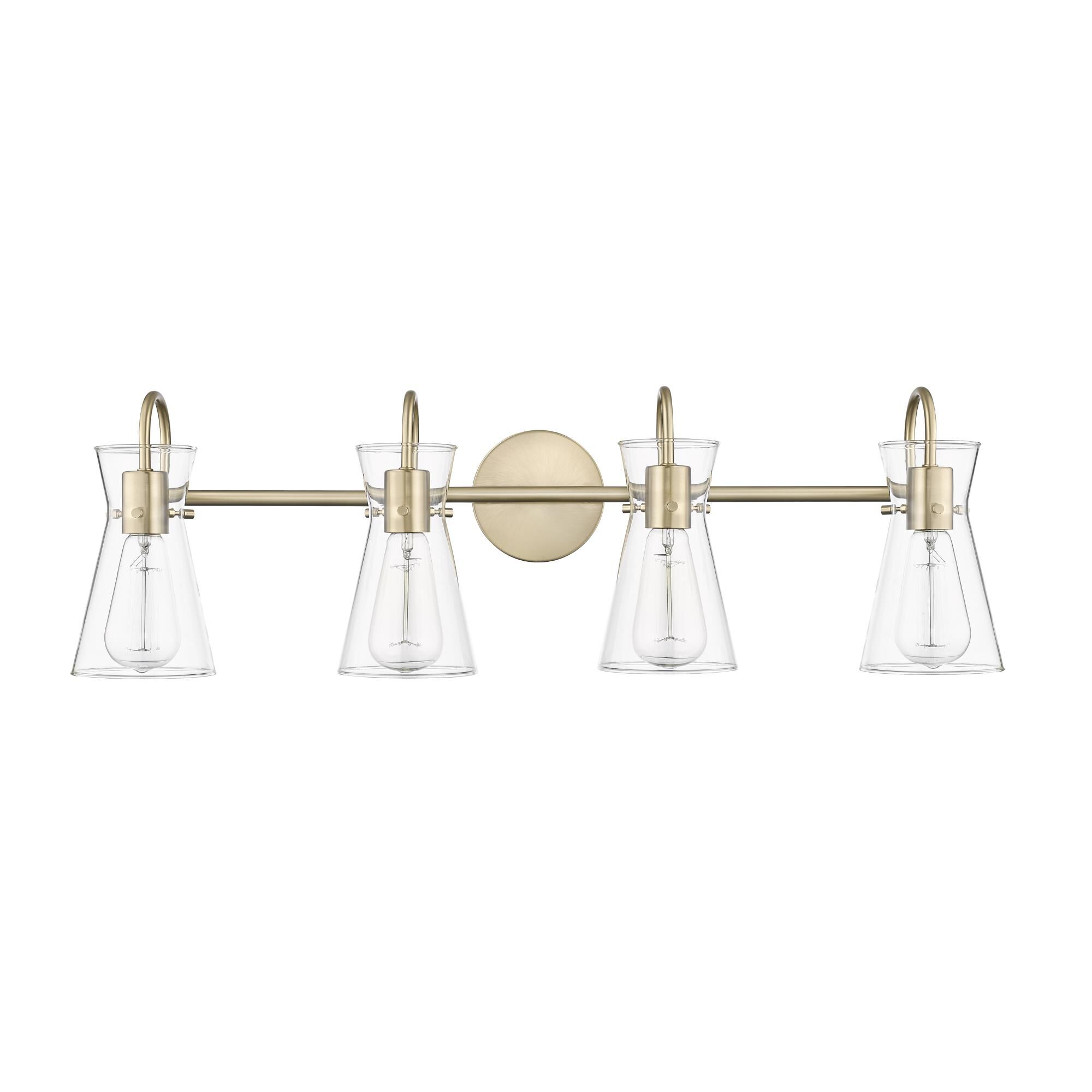 Shown in Modern Gold finish and Clear glass