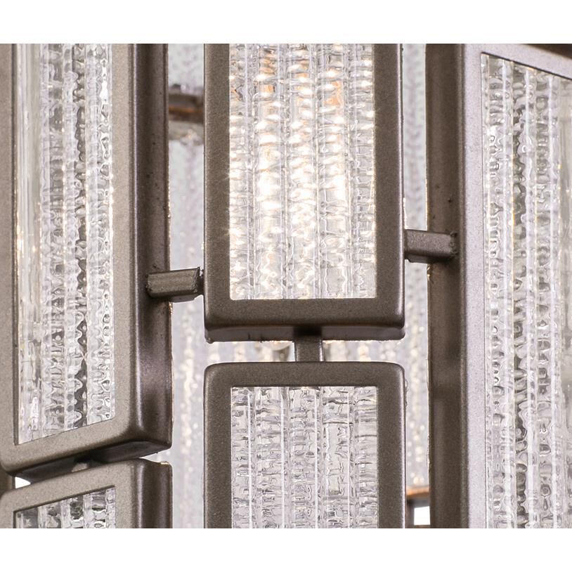 Shown in New Bronze finish and Textured Ice glass and Recycled Glass shade