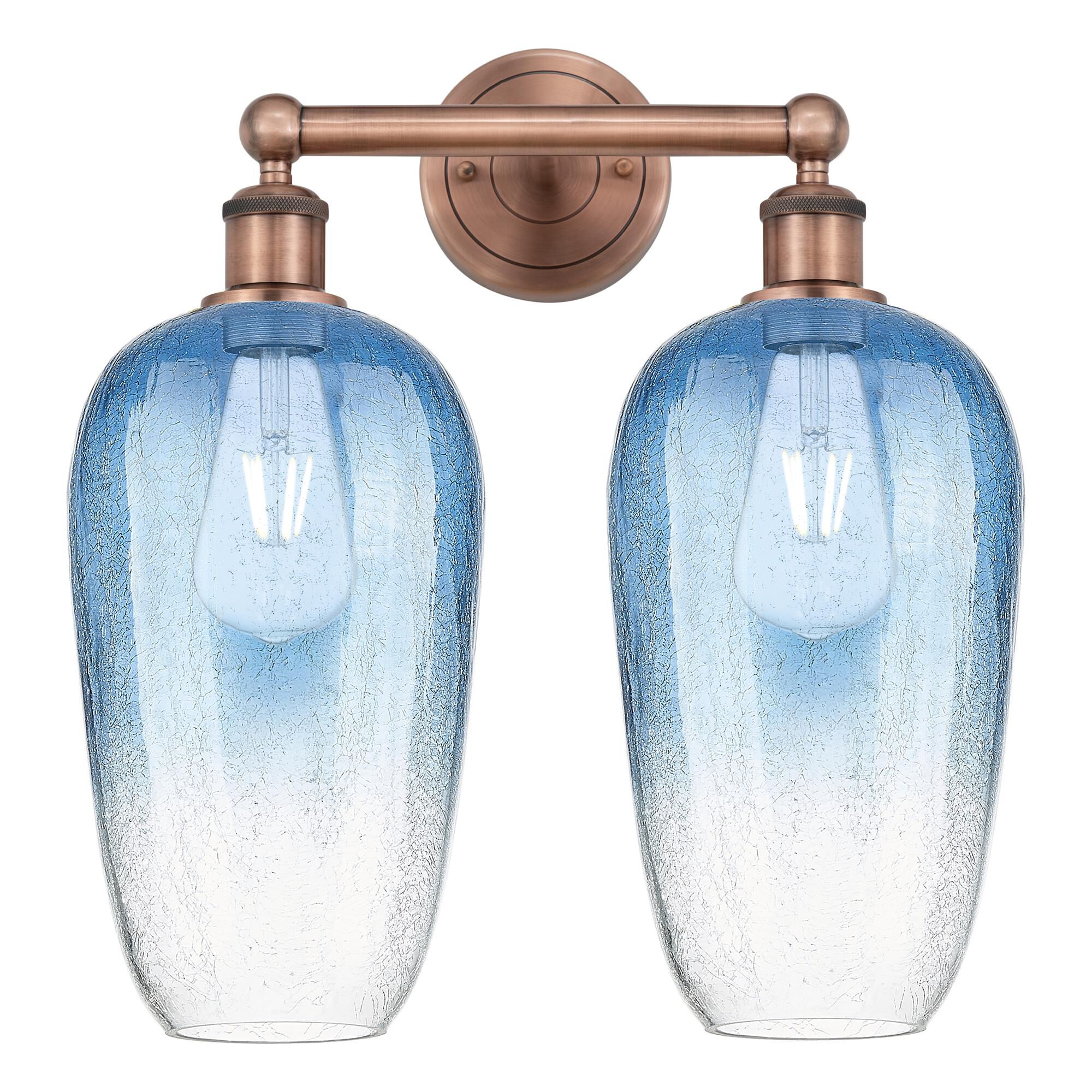 Shown in Antique Copper finish and Sapphire Blue glass