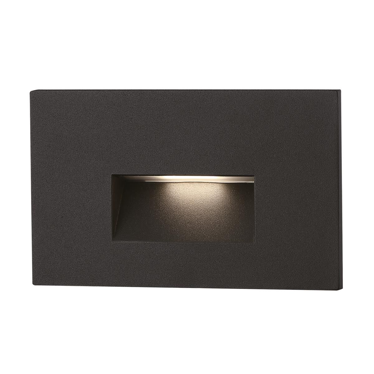 Shown in Black finish and Horizontal Recessed shade and Glass accent