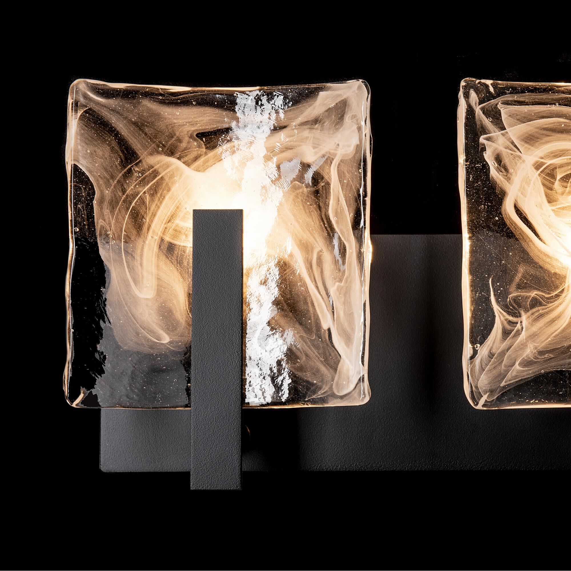 Shown in Black finish and White Swirl glass