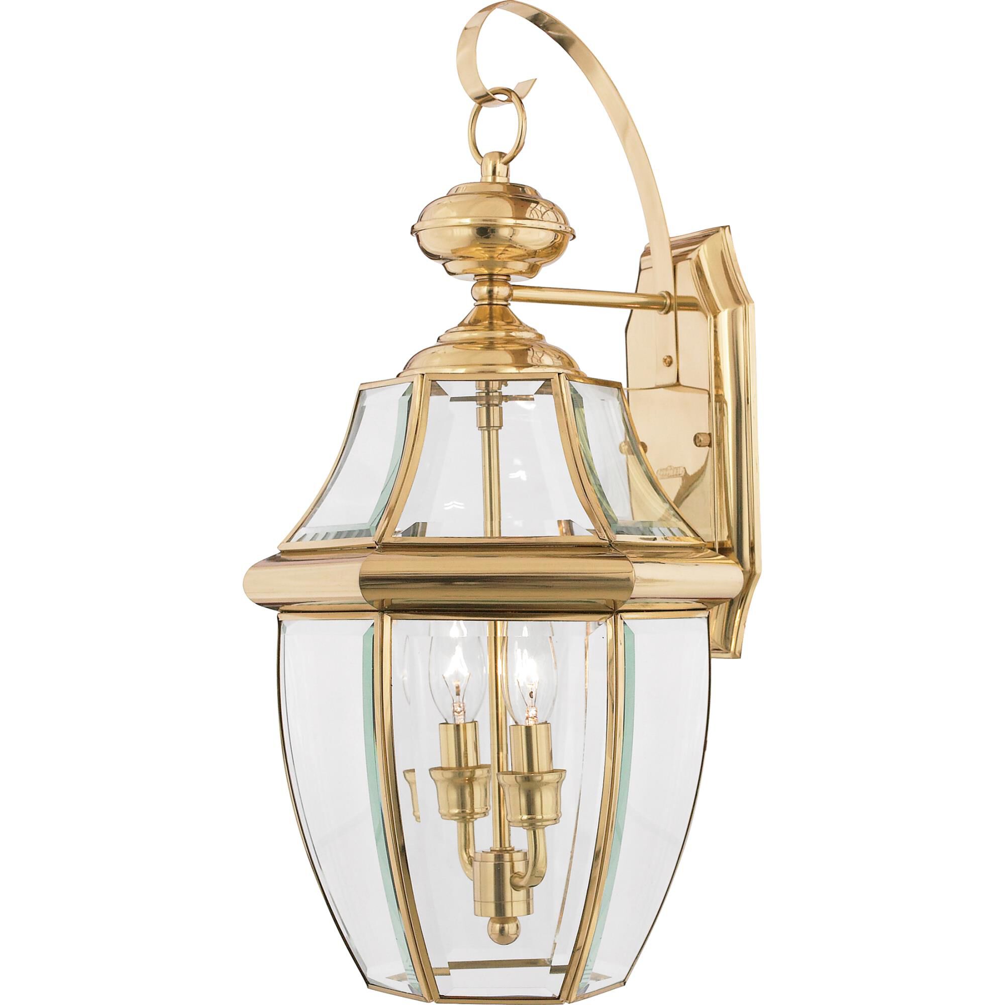 Shown in Polished Brass finish and Clear Beveled glass