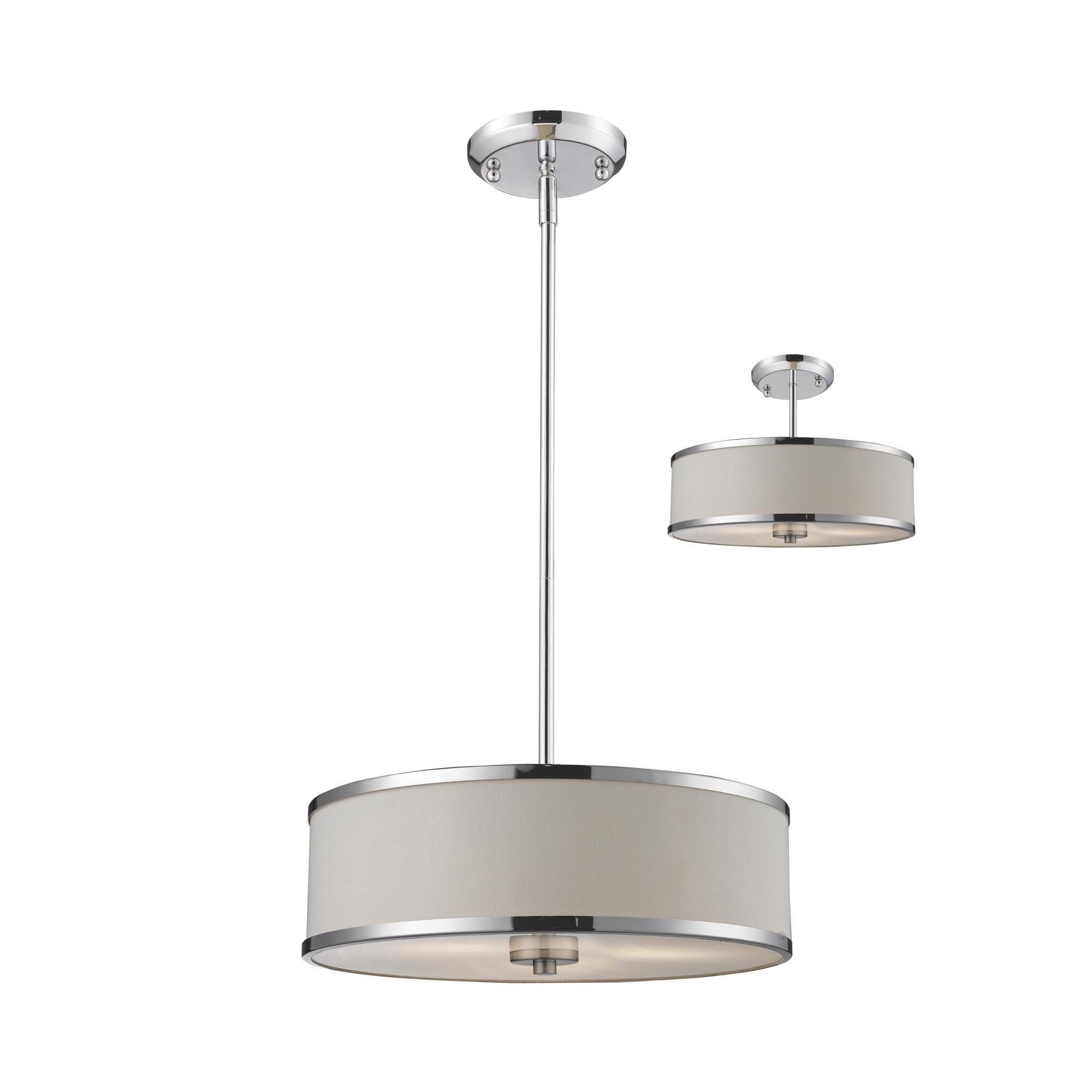 Shown in Chrome finish and Fabric glass and Fabric shade