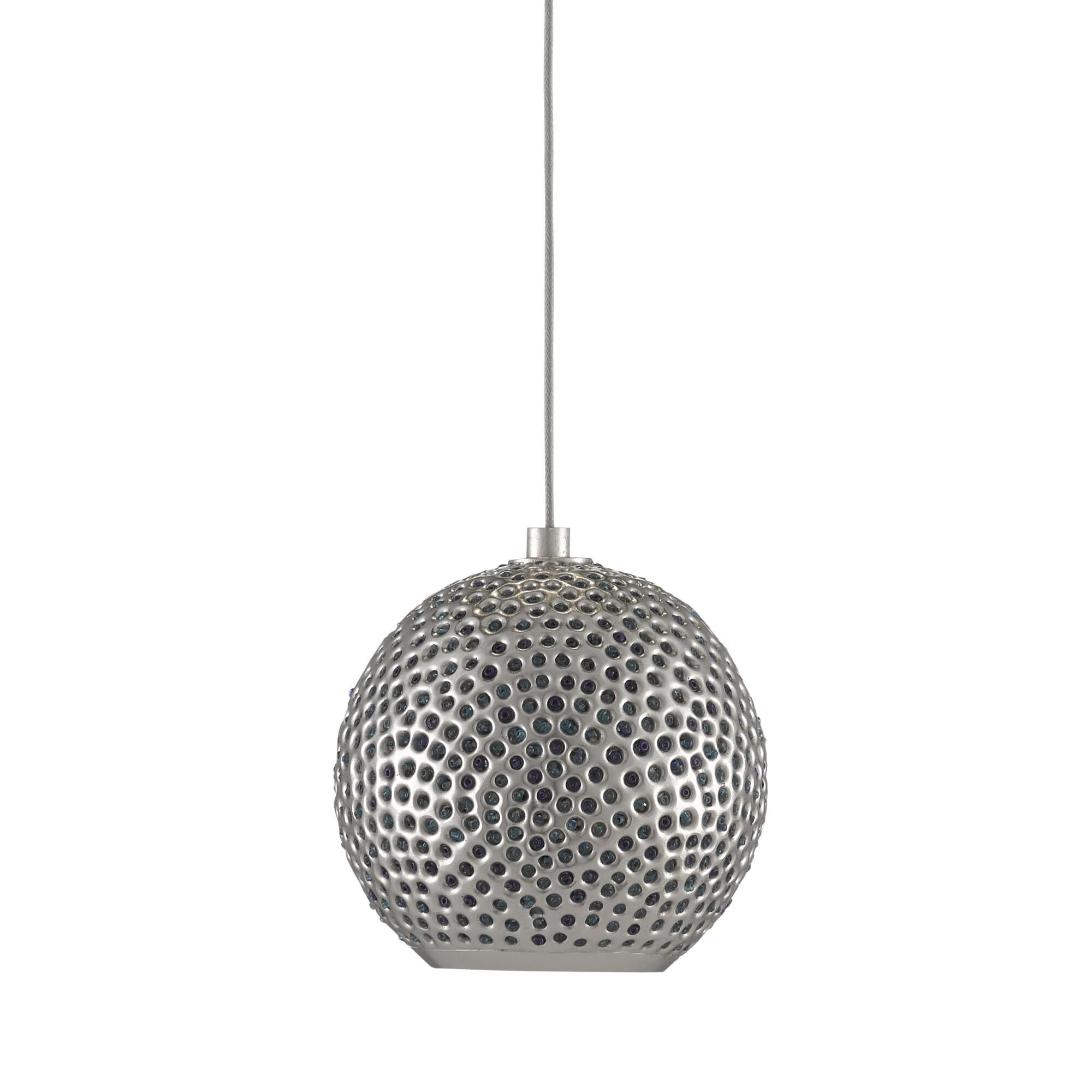 Shown in Painted Silver/Nickel/Blue finish and Metal/Glass Bead shade