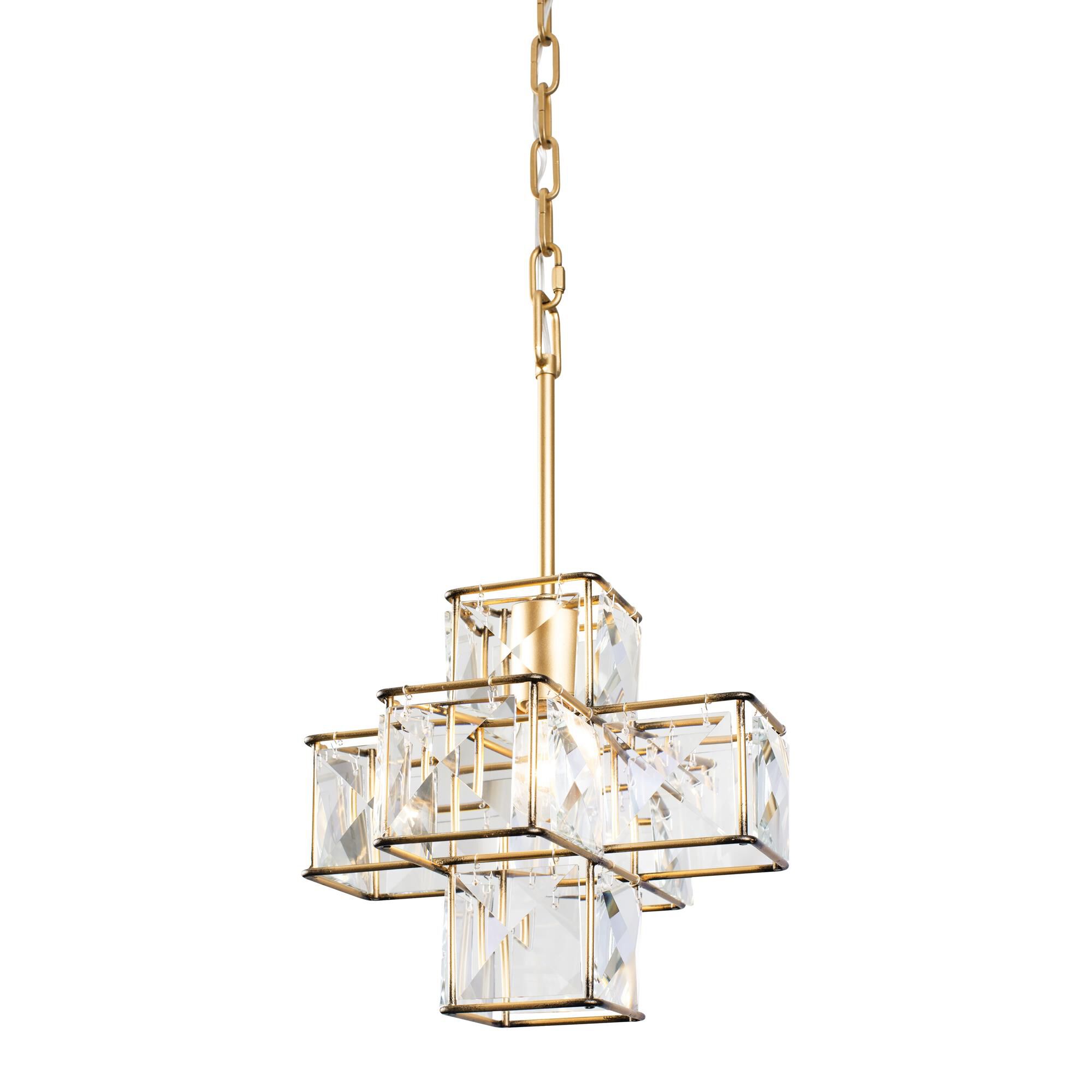 Shown in Calypso Gold finish and Faceted Panels - Clear crystal