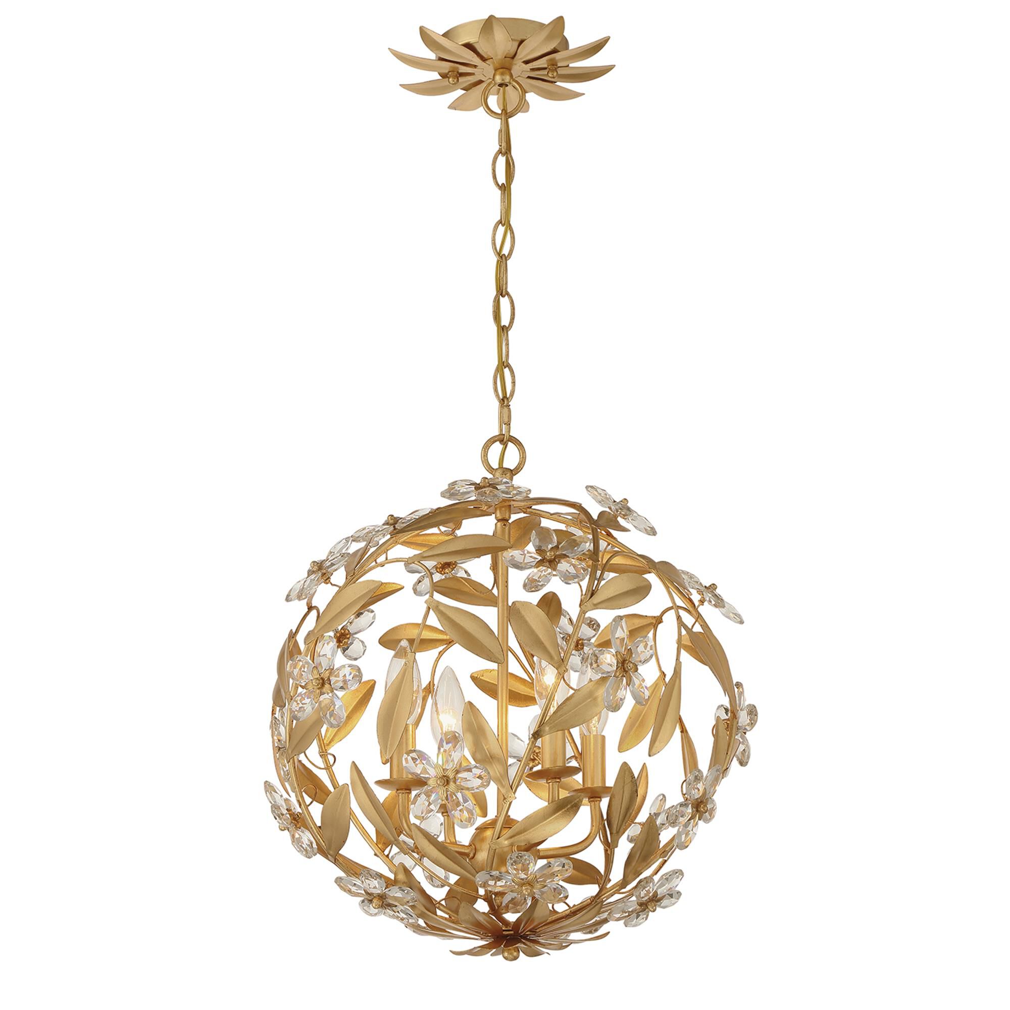 Shown in Antique Gold finish and Hand Cut crystal