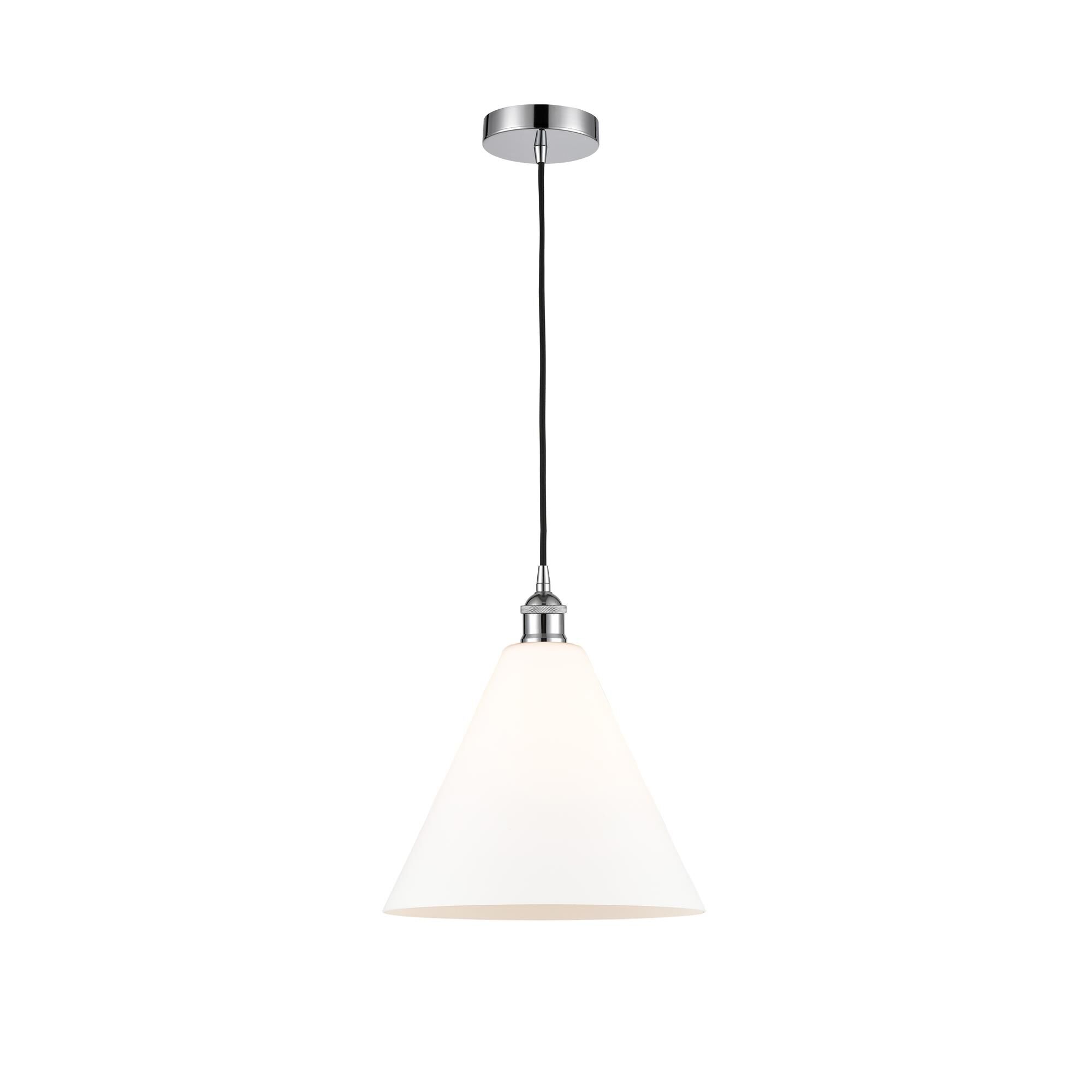 Shown in Polished Chrome finish and Matte White glass