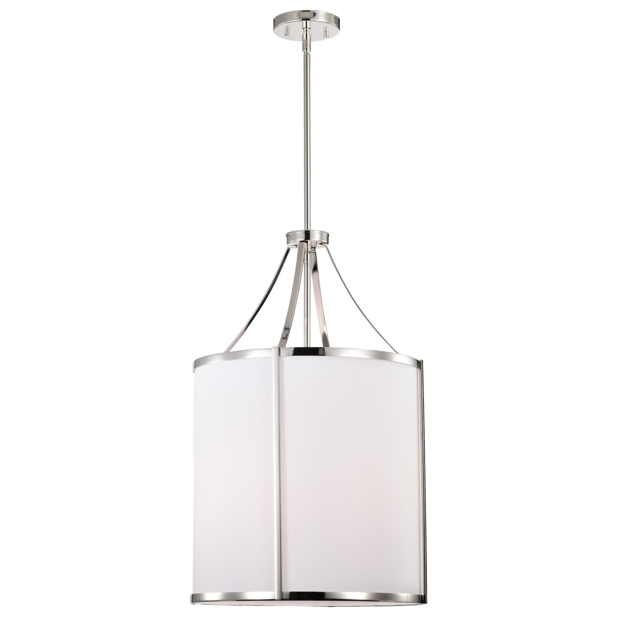Shown in Polished Nickel finish and White Linen shade