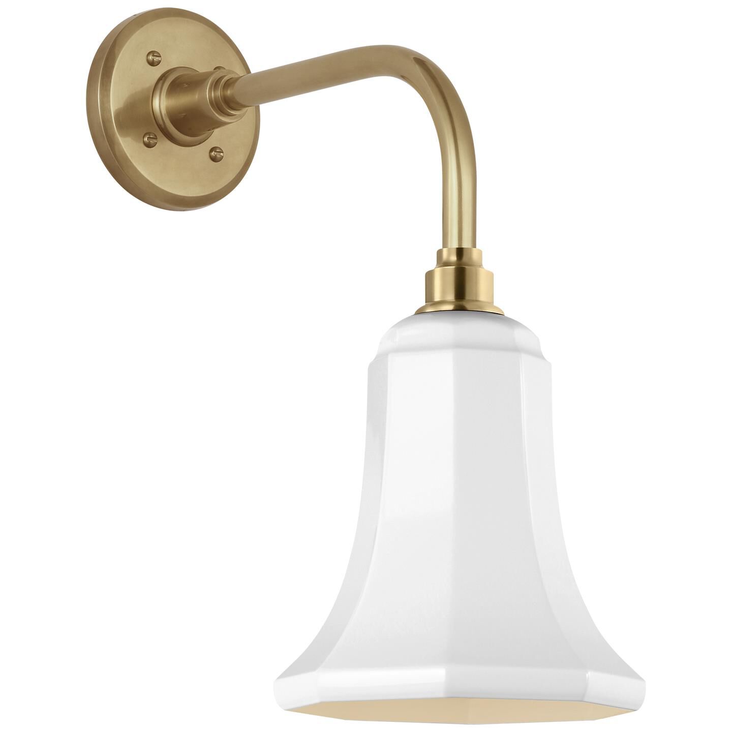 Shown in Hand-Rubbed Antique Brass finish and White Savannah shade