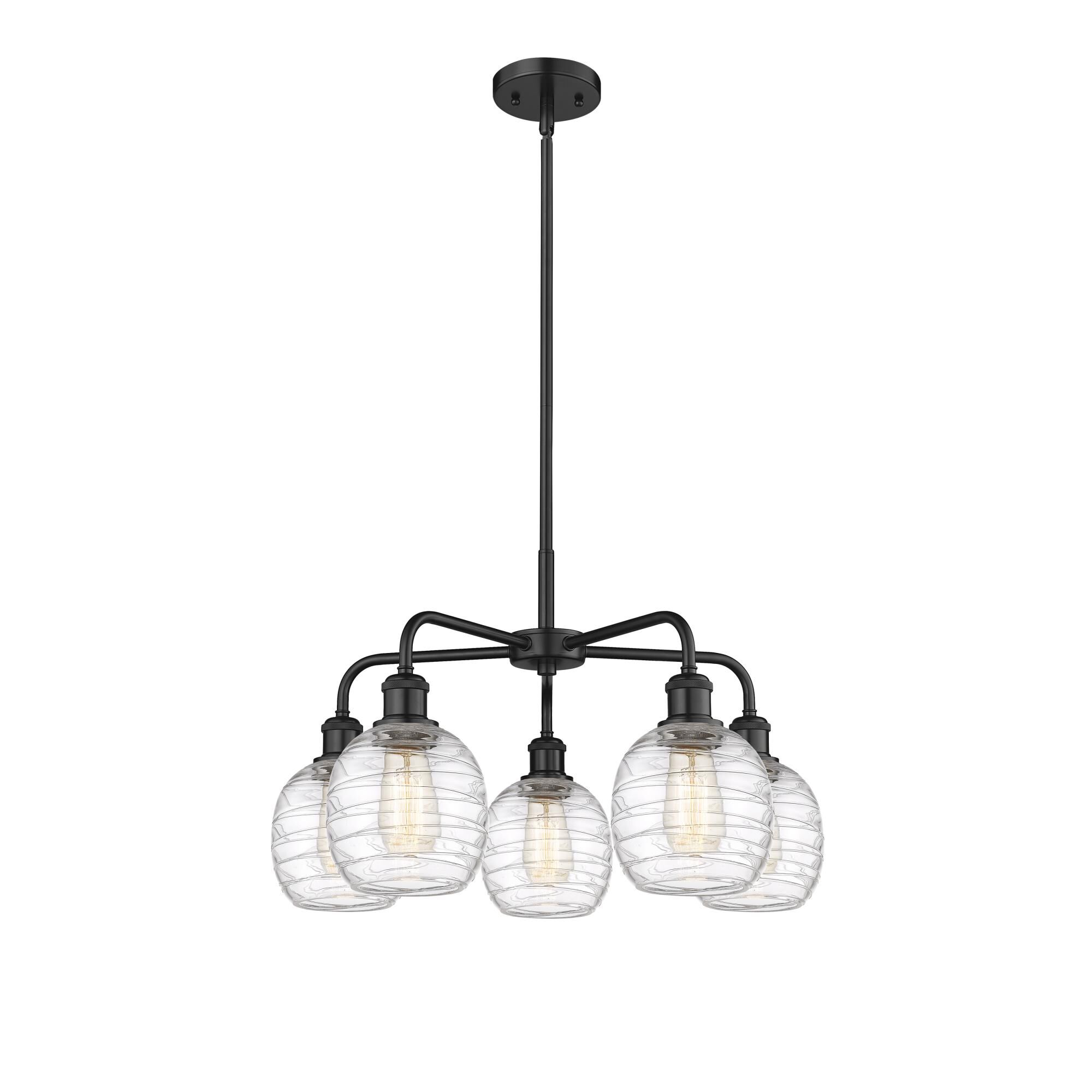 Shown in Matte Black finish and Deco Swirl glass