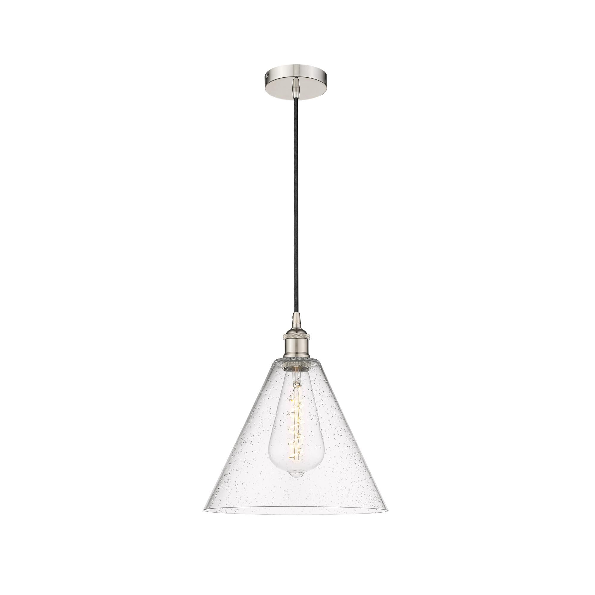 Shown in Polished Nickel finish and Seedy glass