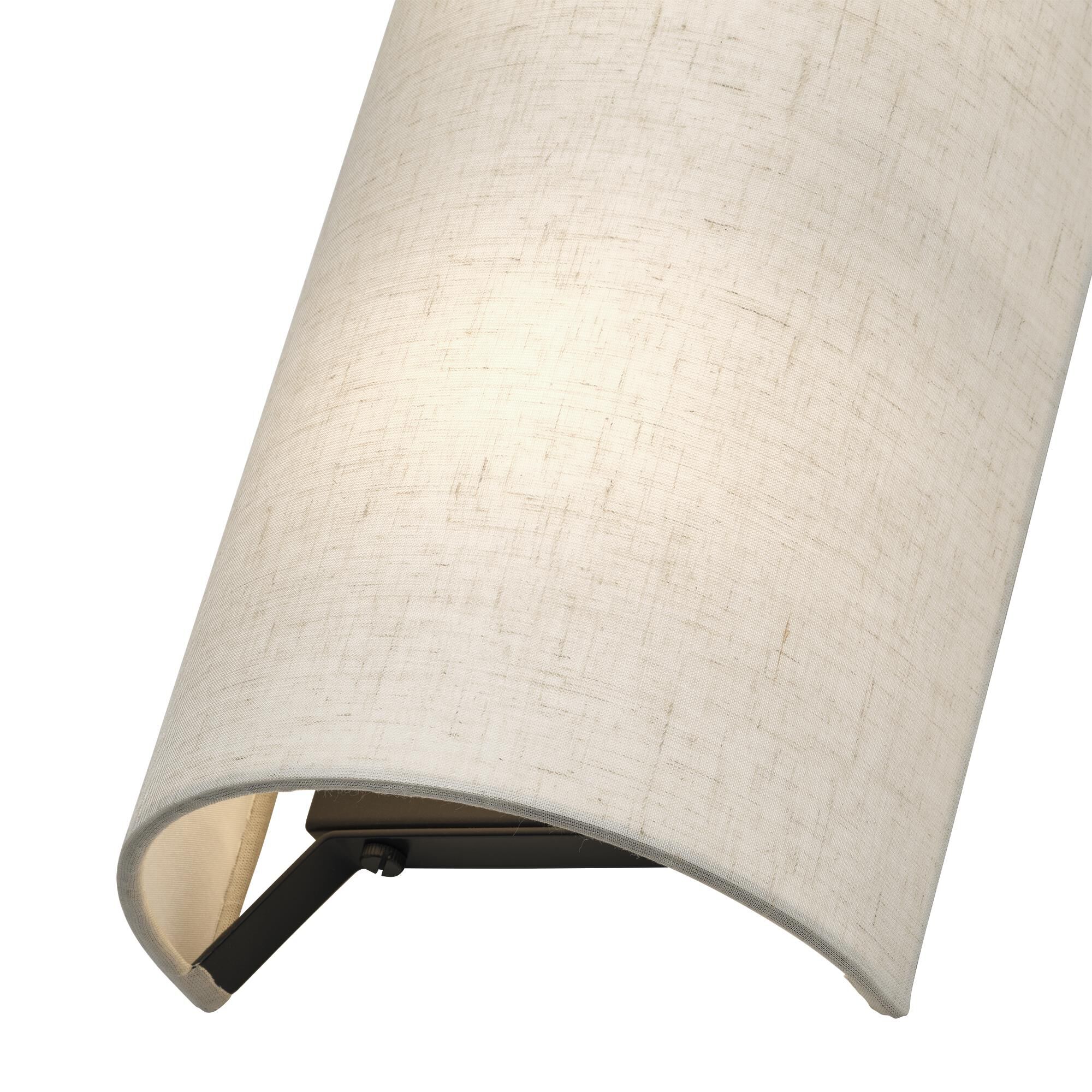 Shown in English Bronze finish and Hand Crafted Oatmeal Color Fabric with White Color Inside shade