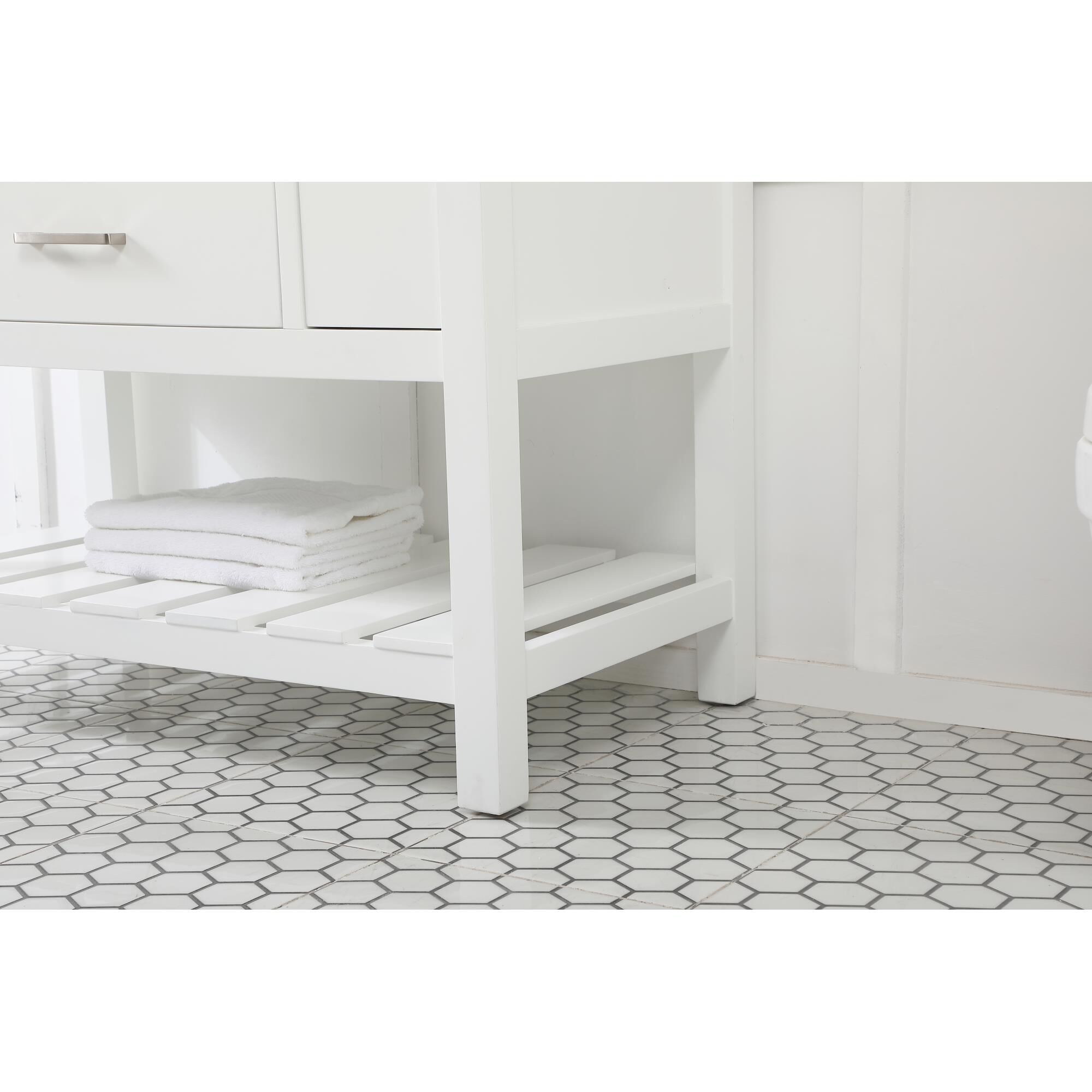 Shown in White finish and With Backsplash accent