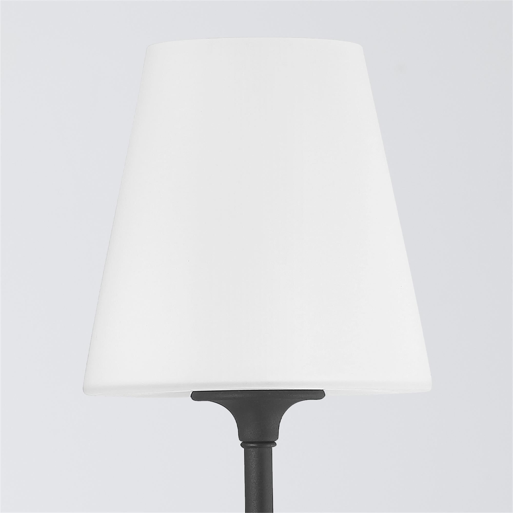 Shown in Black Forged finish and Glass glass and White shade