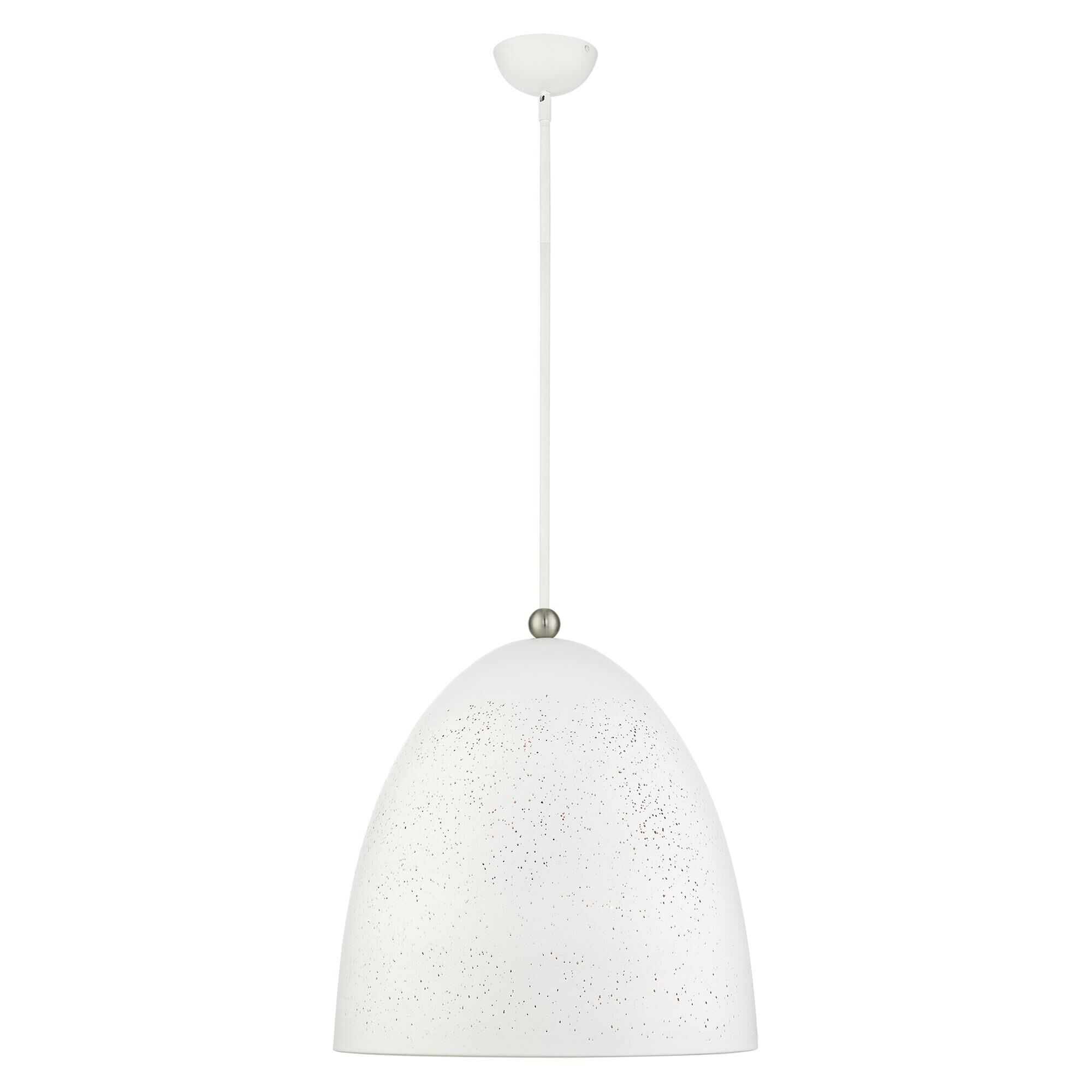 Shown in White With Brushed Nickel finish and White Ornamental Metal With Gold Inside shade