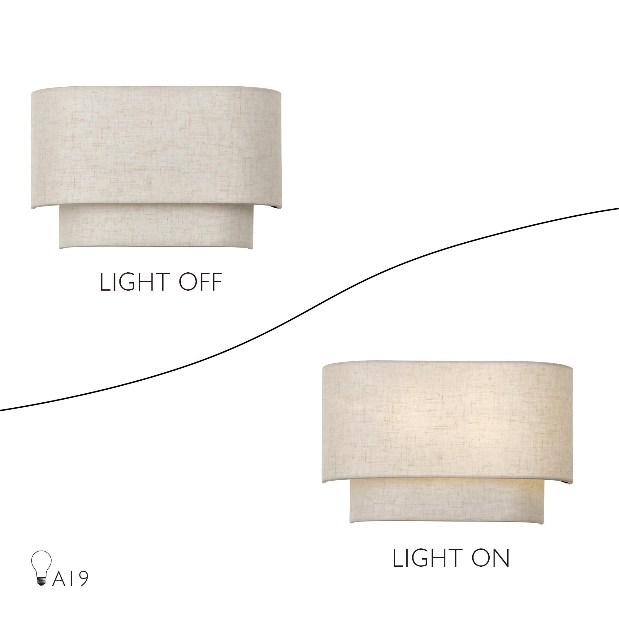 Shown in English Bronze finish and Hand Crafted Oatmeal Color Fabric with White Color Inside shade