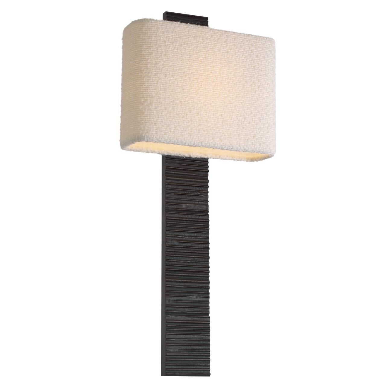 Shown in Ridged Carbon finish and Boucle Rectangle shade