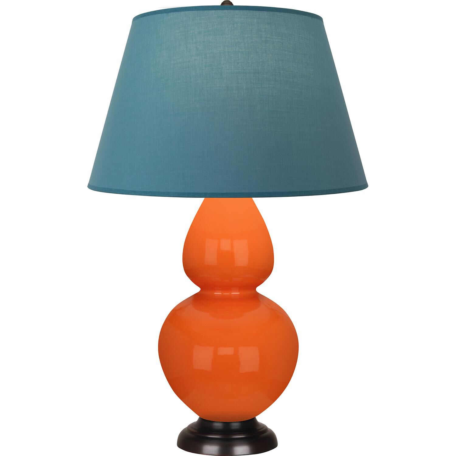Shown in Pumpkin finish and Bright Blue and Gray shade and Deep Patina Bronze accent