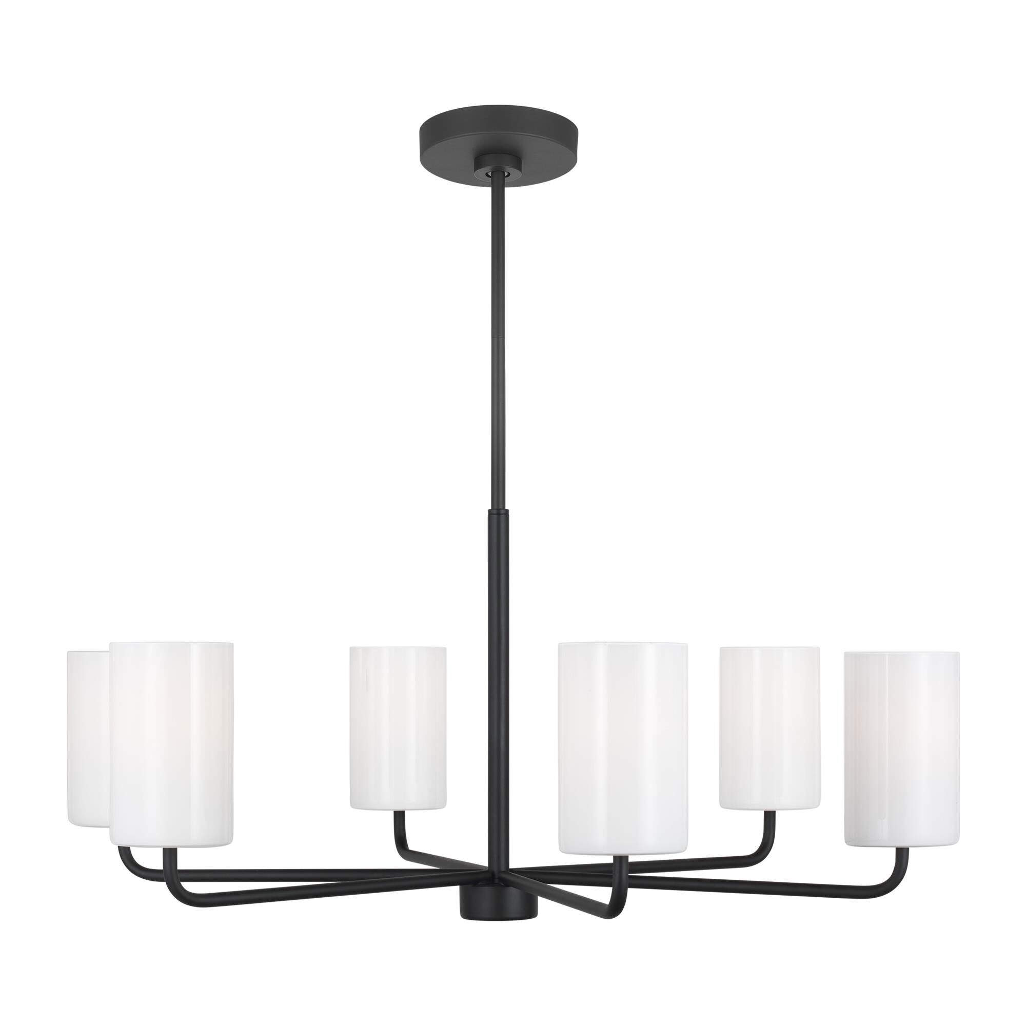 Shown in Midnight Black finish and Clear Outside / Painted White Inside Glass s shade