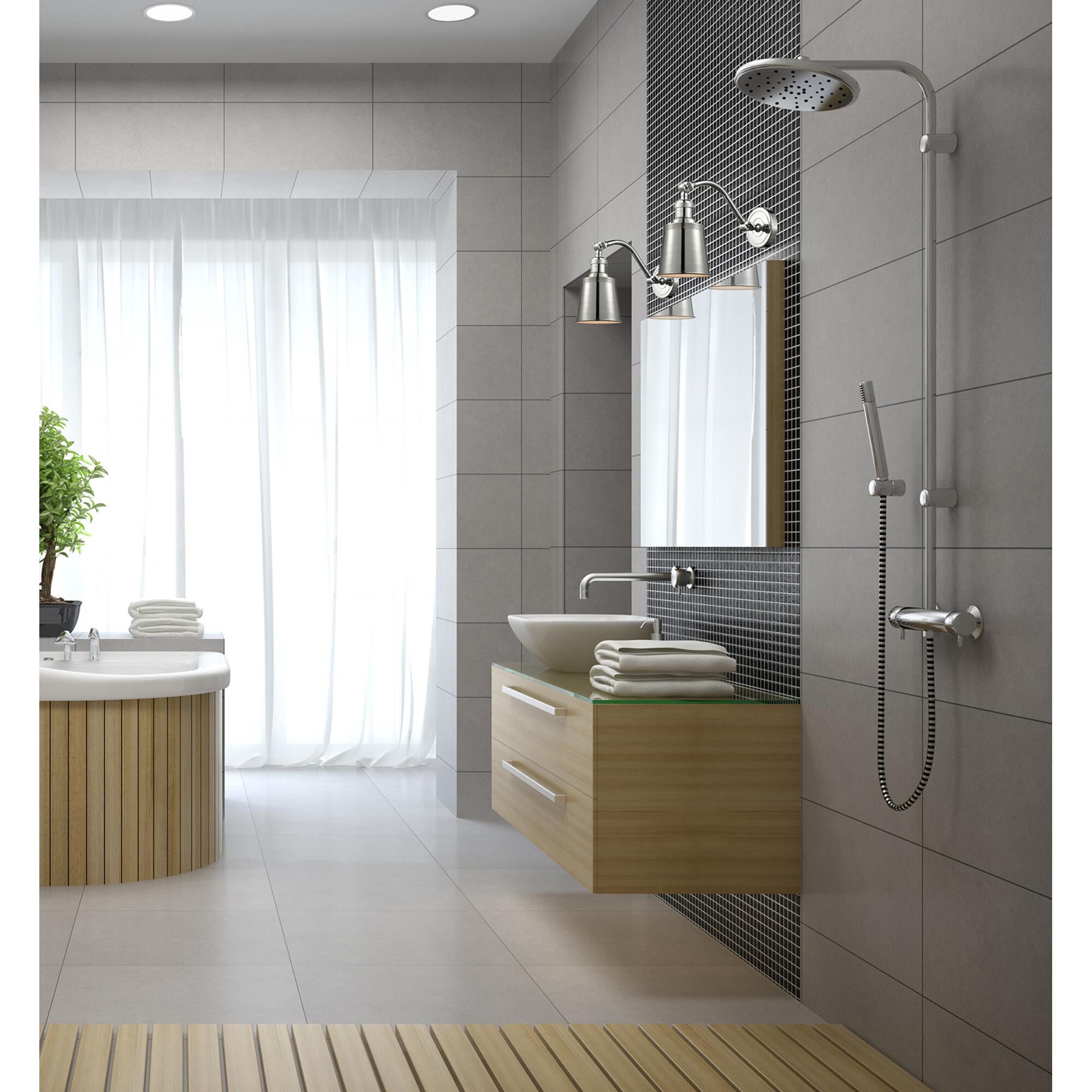 Shown in Polished Nickel finish and Polished Nickel Addison shade