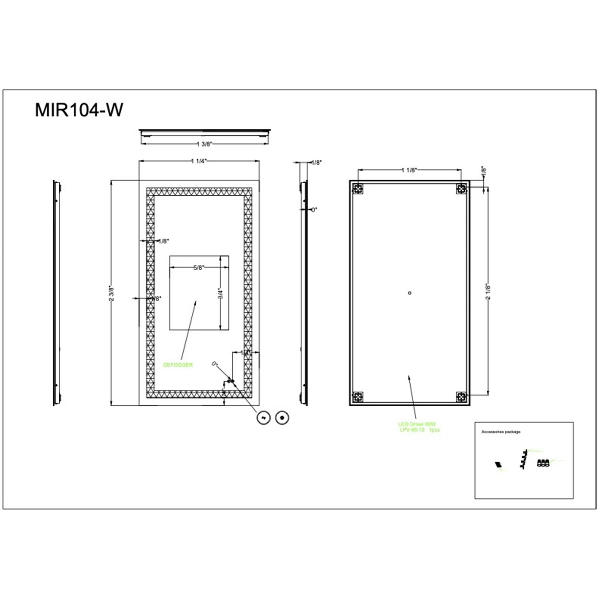 60 Inch LED Lighted Mirror,