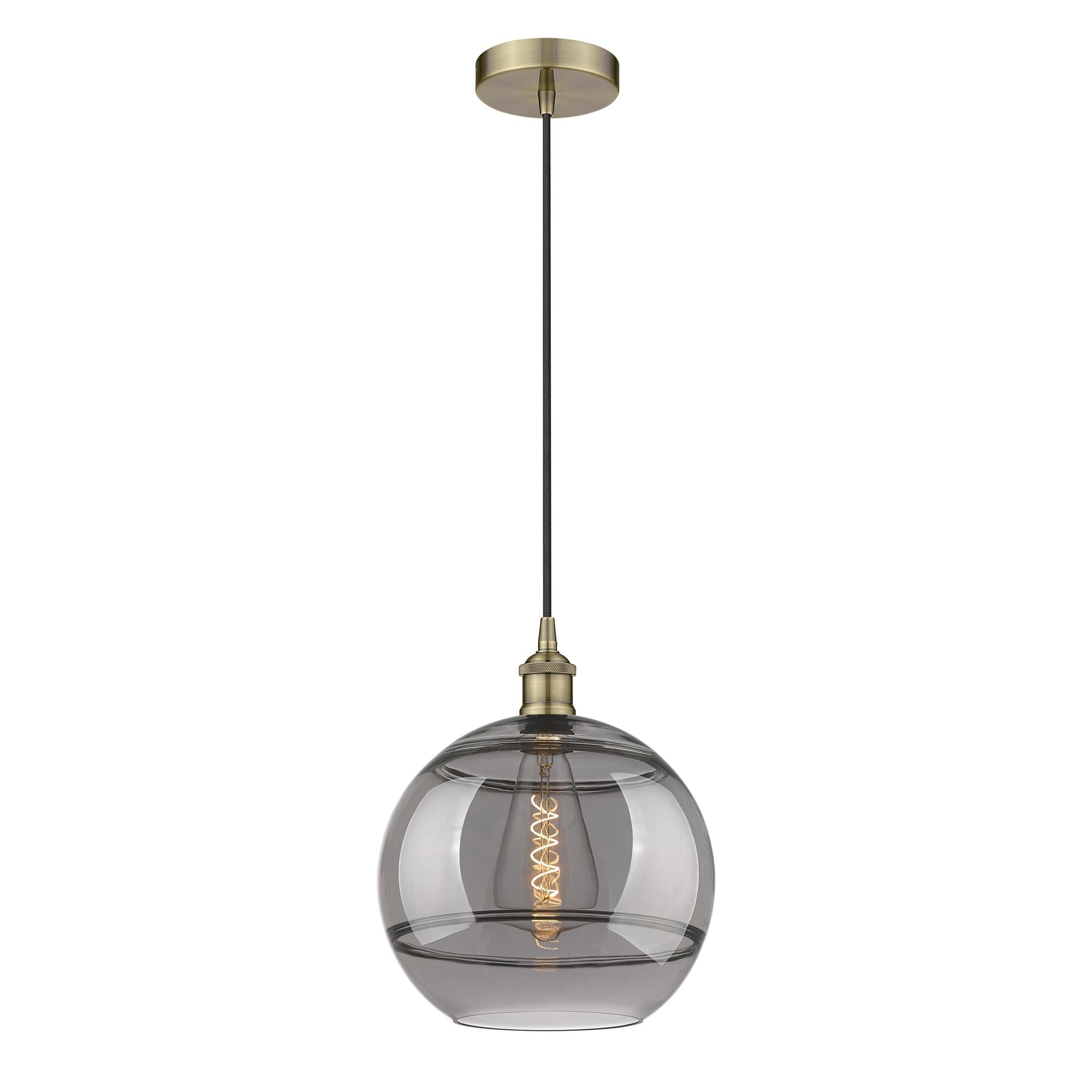Shown in Antique Brass finish and Light Smoke glass