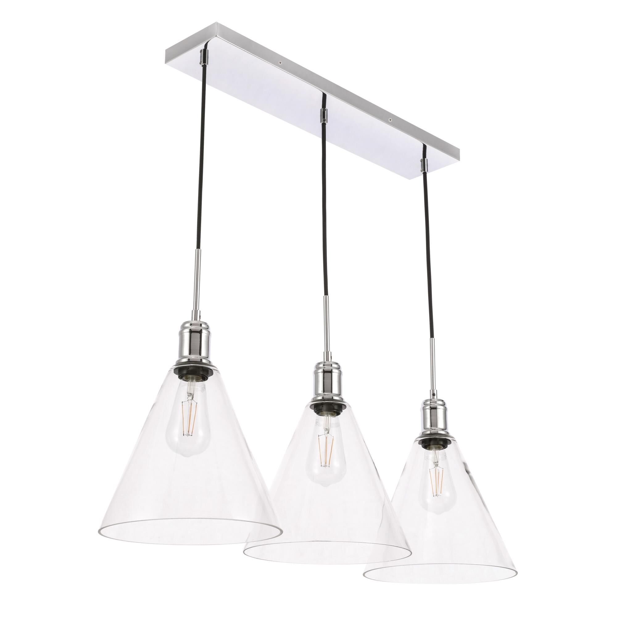 Hugh 36 Inch 3 Light Linear Suspension Light by Elegant Lighting