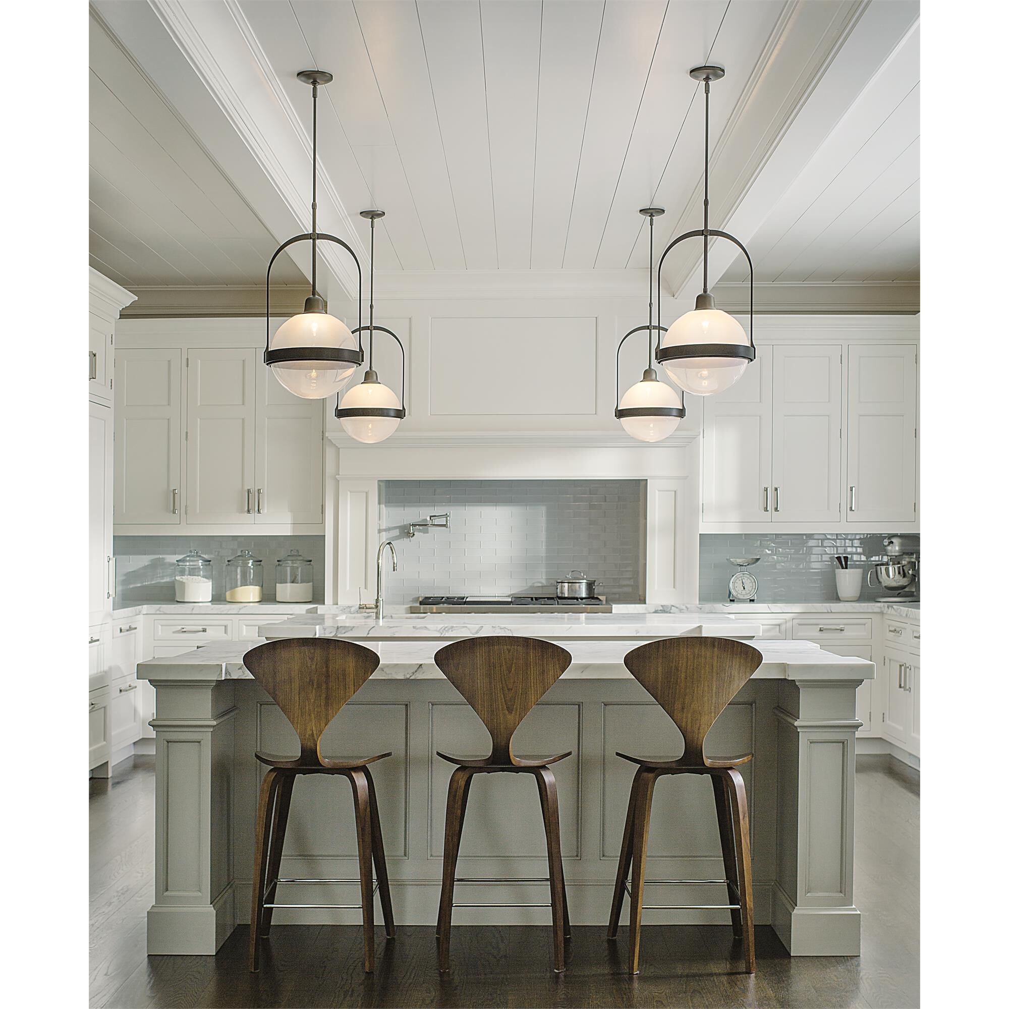 Shown in Dark Smoke finish and Opaline glass