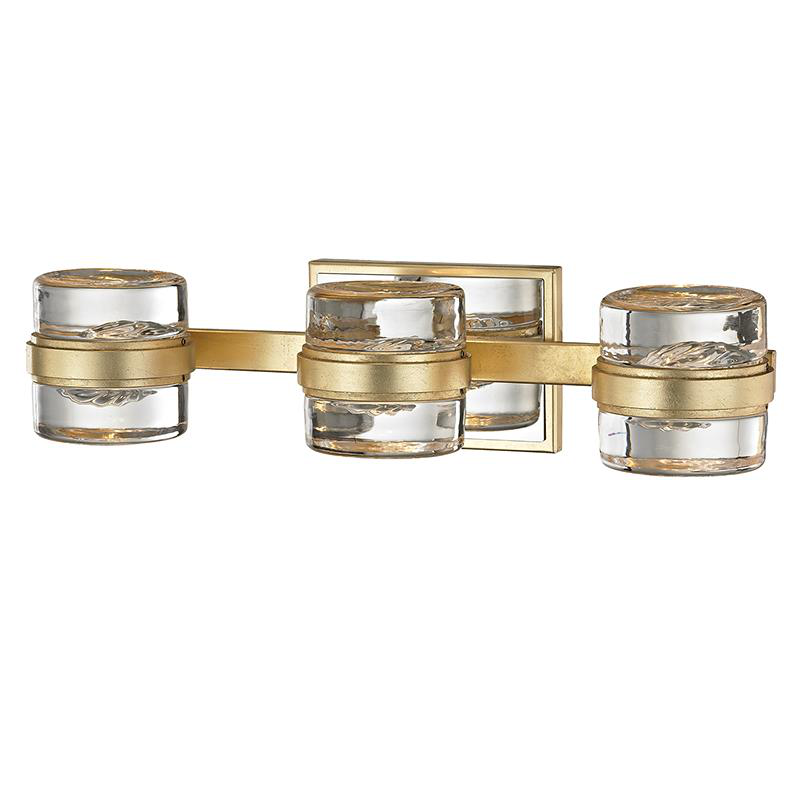 Shown in Gold Leaf, Polished Chrome Accents finish and Clear glass and Pressed Glass shade and Polished Chrome  accent