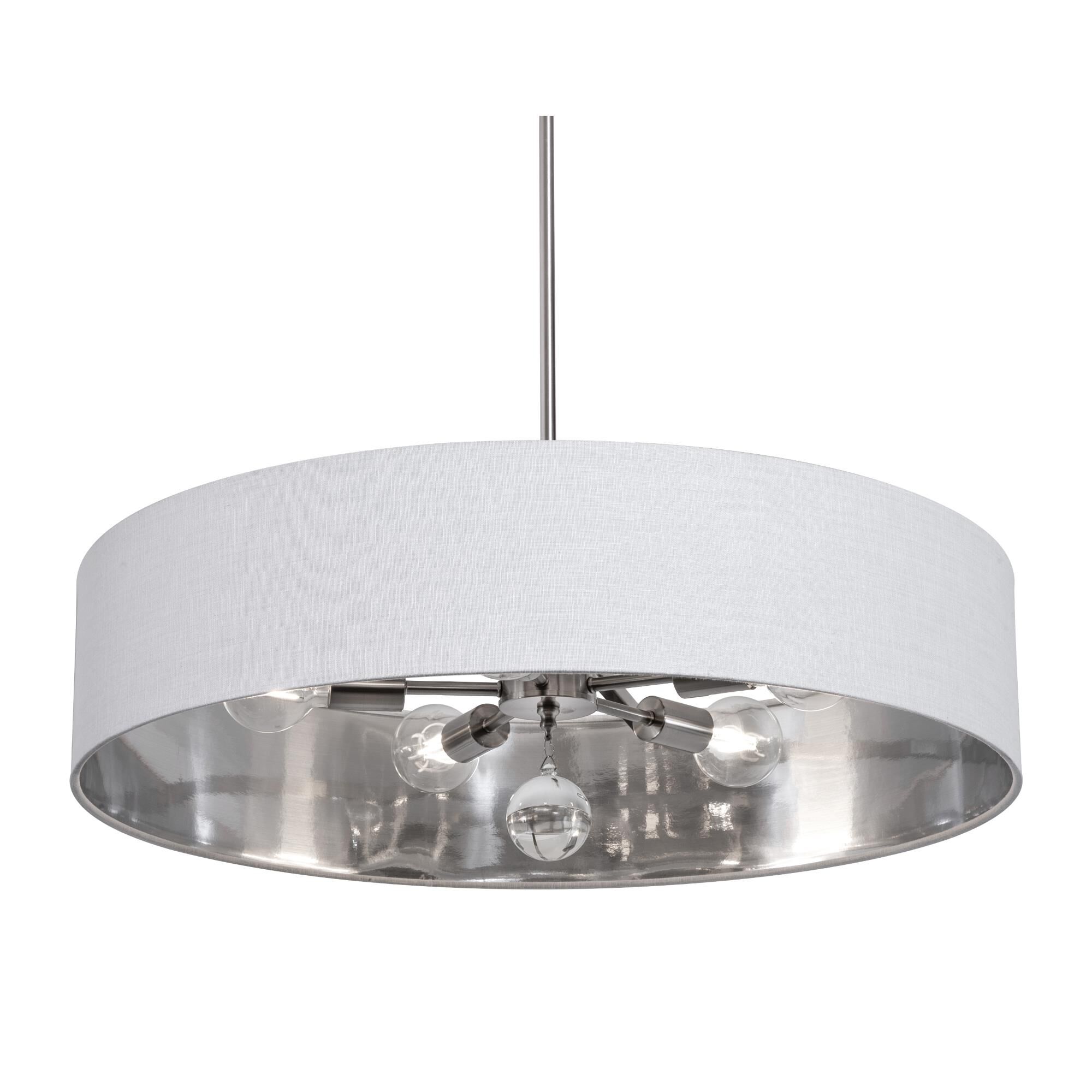 Shown in Satin Nickel, White, Silver finish and White/Silver shade