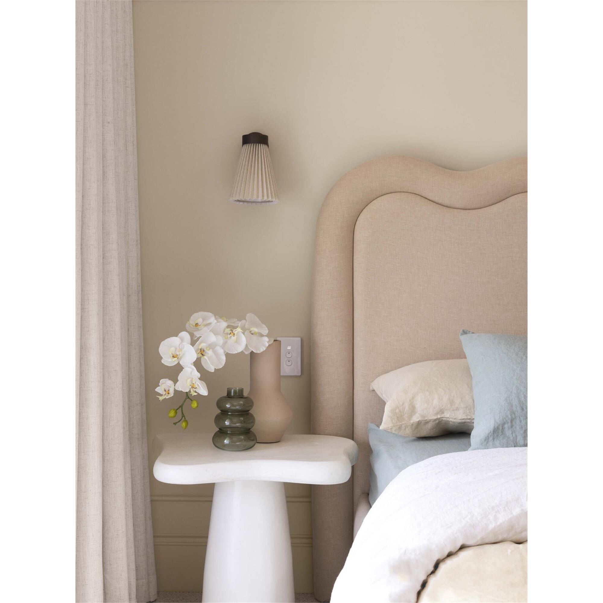 Shown in Bronze and Natural finish and Natural Linen shade