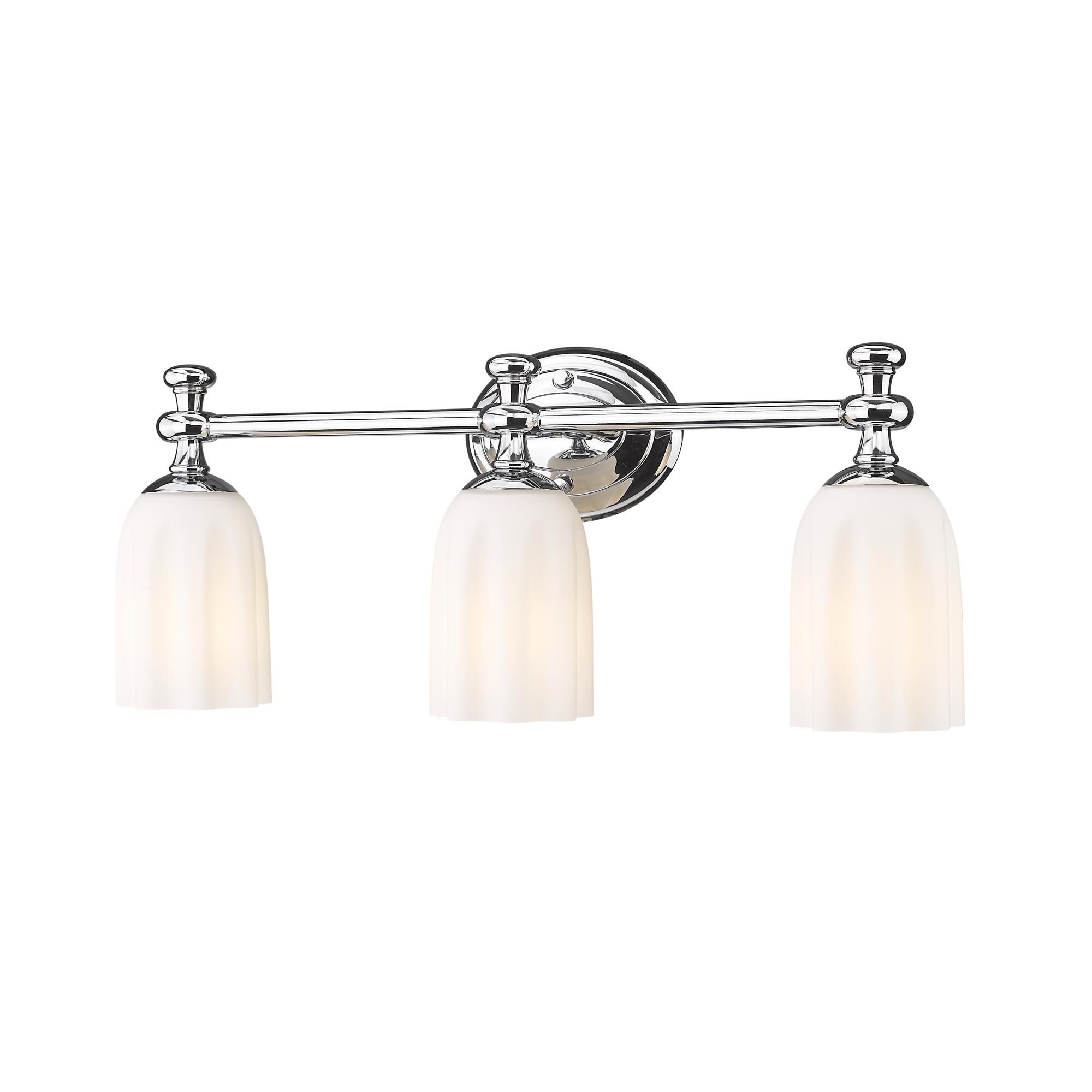 Shown in Chrome finish and Opal Etched glass and Opal Etched shade