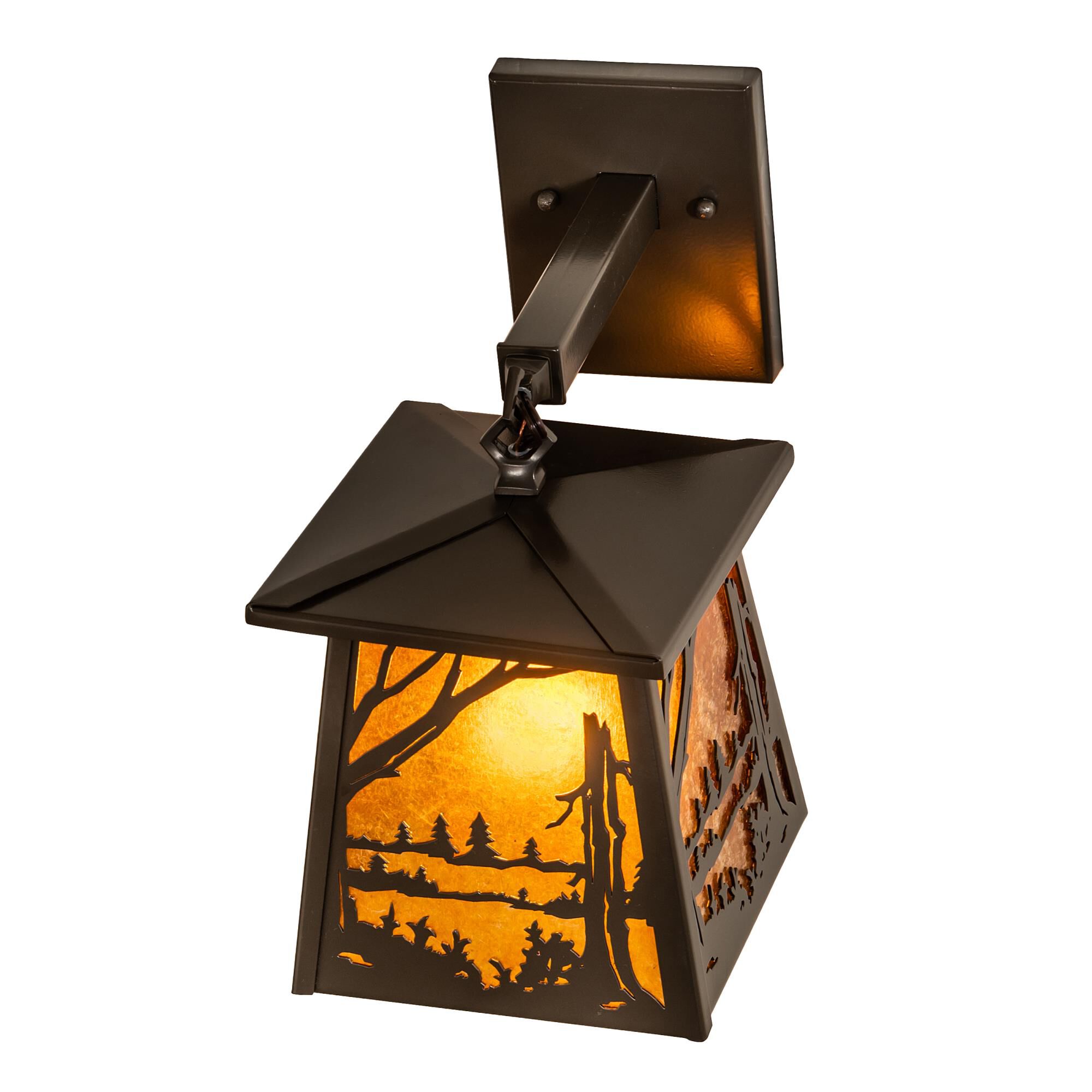 Shown in Timeless Bronze finish and Amber Mica glass