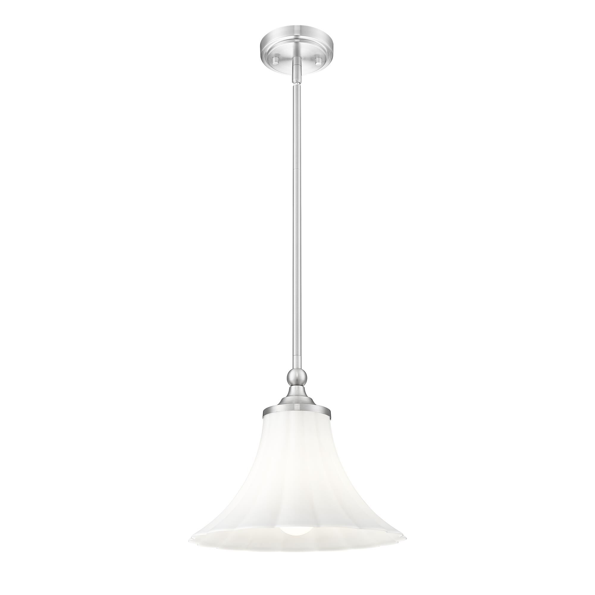 Shown in Brushed Nickel finish and Opal Etched glass