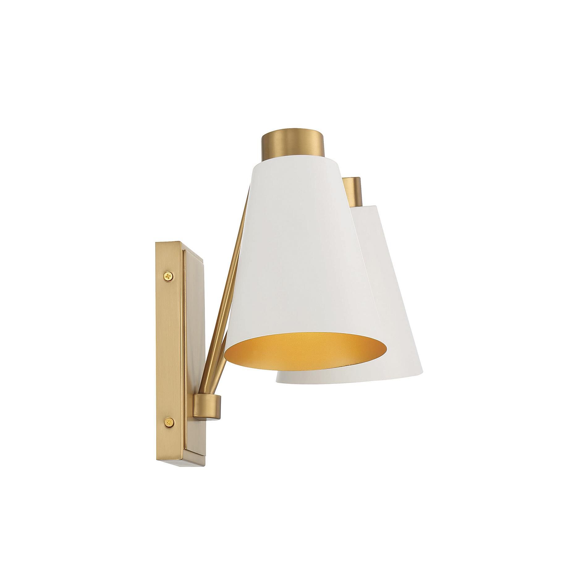 Shown in White with Natural Brass finish and White Metal shade