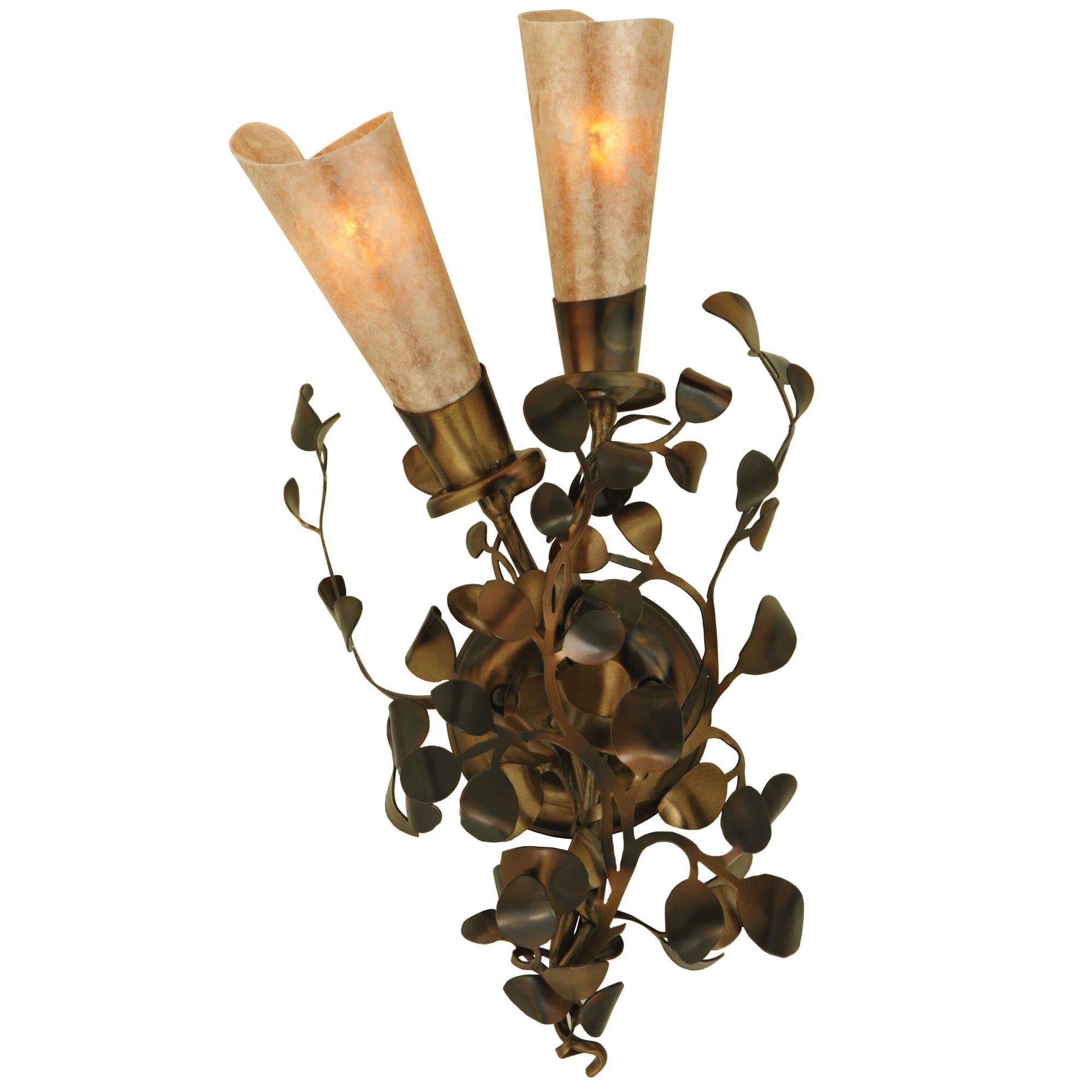 Shown in Burnished Copper finish and Silver Mica glass