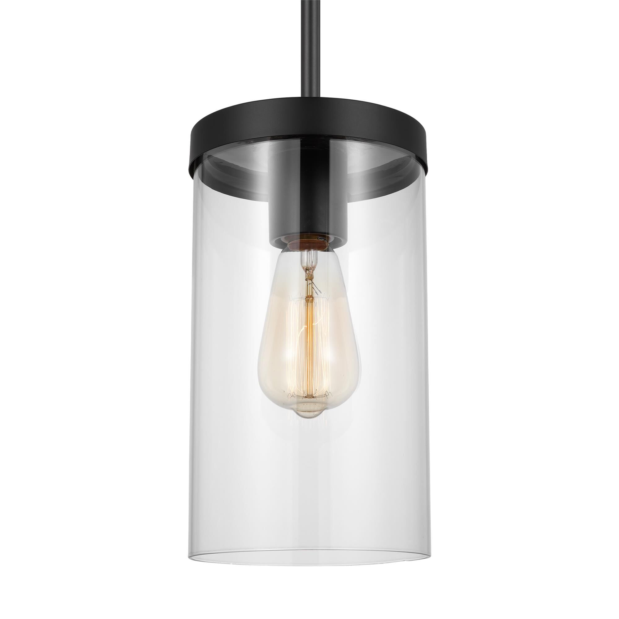 Shown in Midnight Black finish and Clear Glass shade