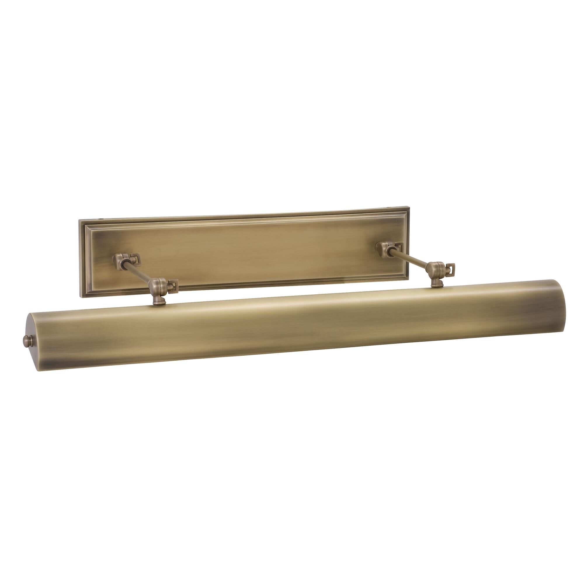 Shown in Antique Brass finish and Metal shade