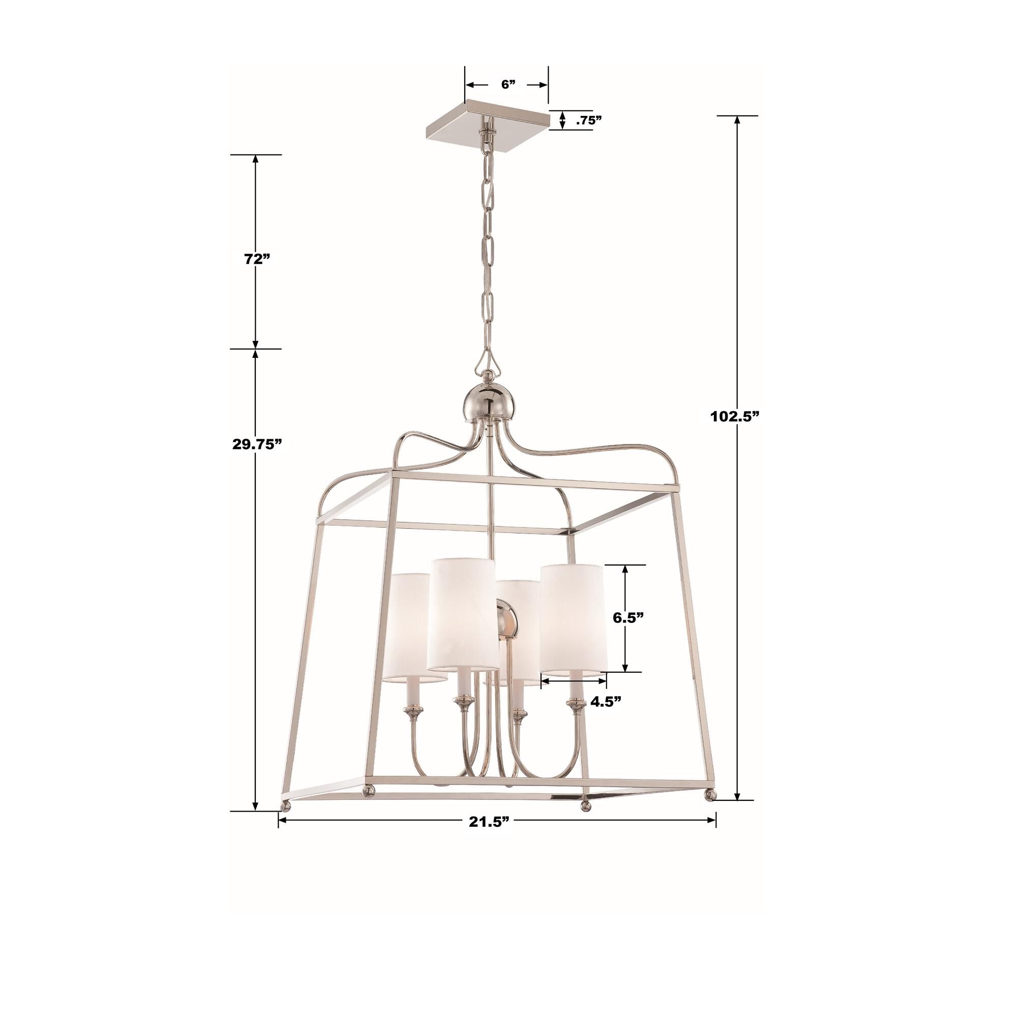 Shown in Polished Nickel finish and Silk glass and White shade