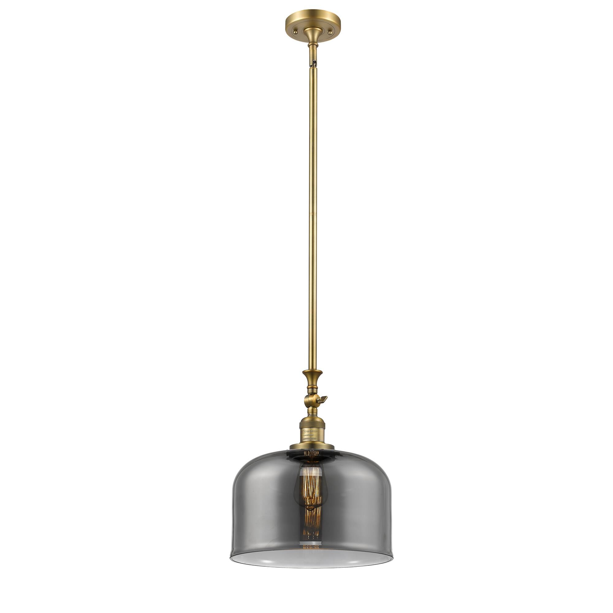 Shown in Brushed Brass finish and Plated Smoke glass
