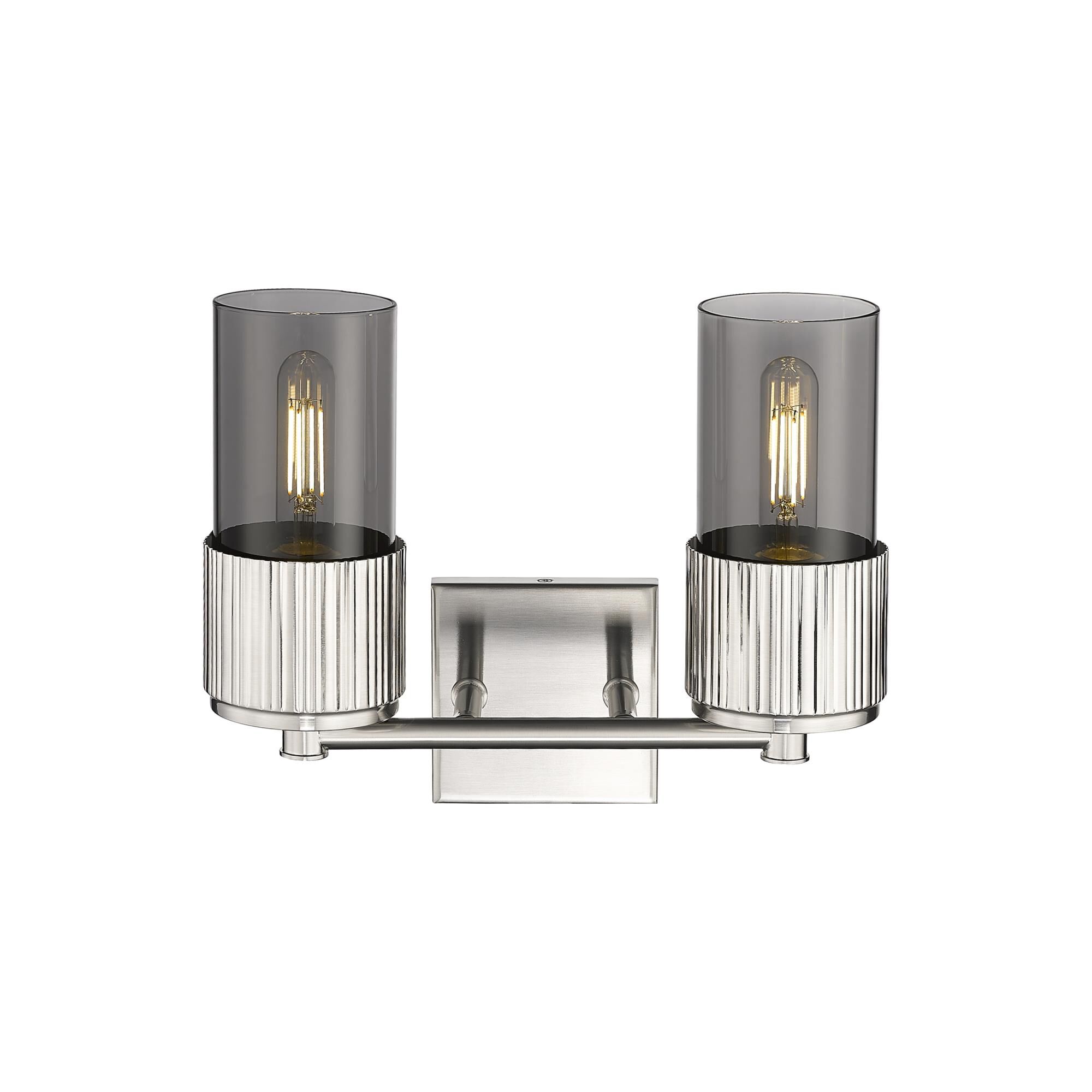 Shown in Satin Nickel finish and Plated Smoke glass