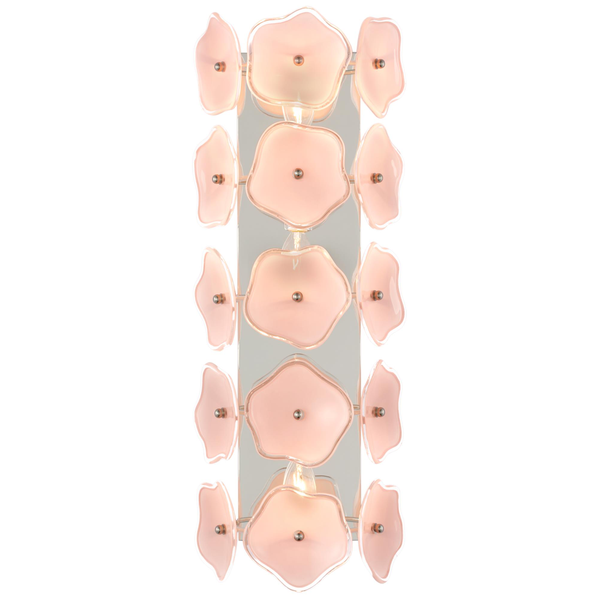 Shown in Polished Nickel finish and Blush Tinted Glass shade