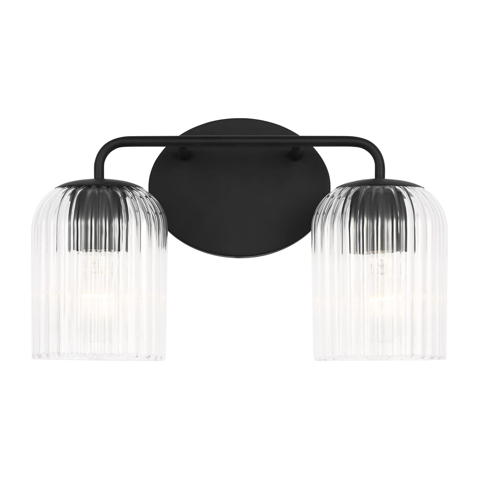Shown in Midnight Black finish and Clear Ribbed glass