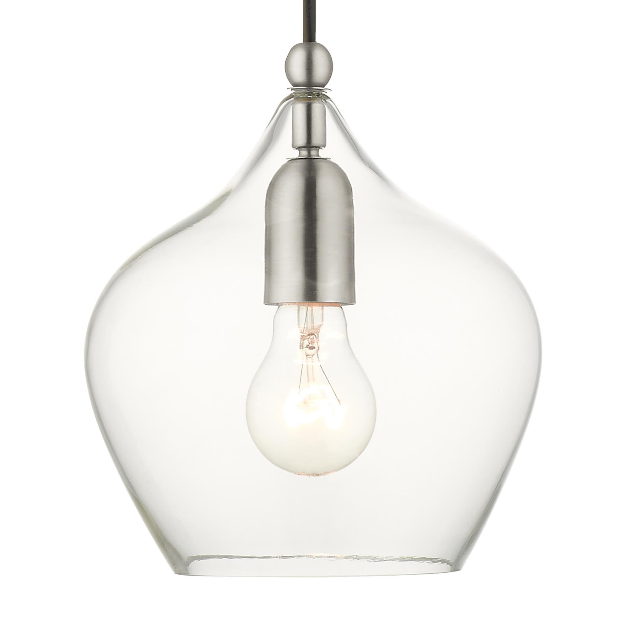 Shown in Brushed Nickel finish and Clear glass and Clear Glass shade