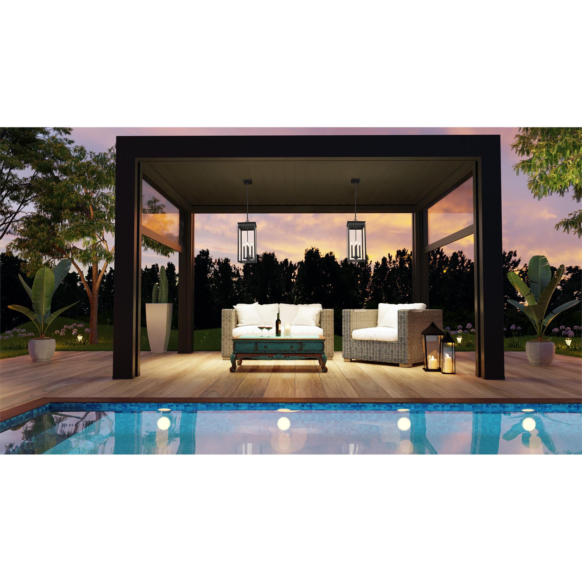 Shown in Black finish and Clear glass and Clear shade