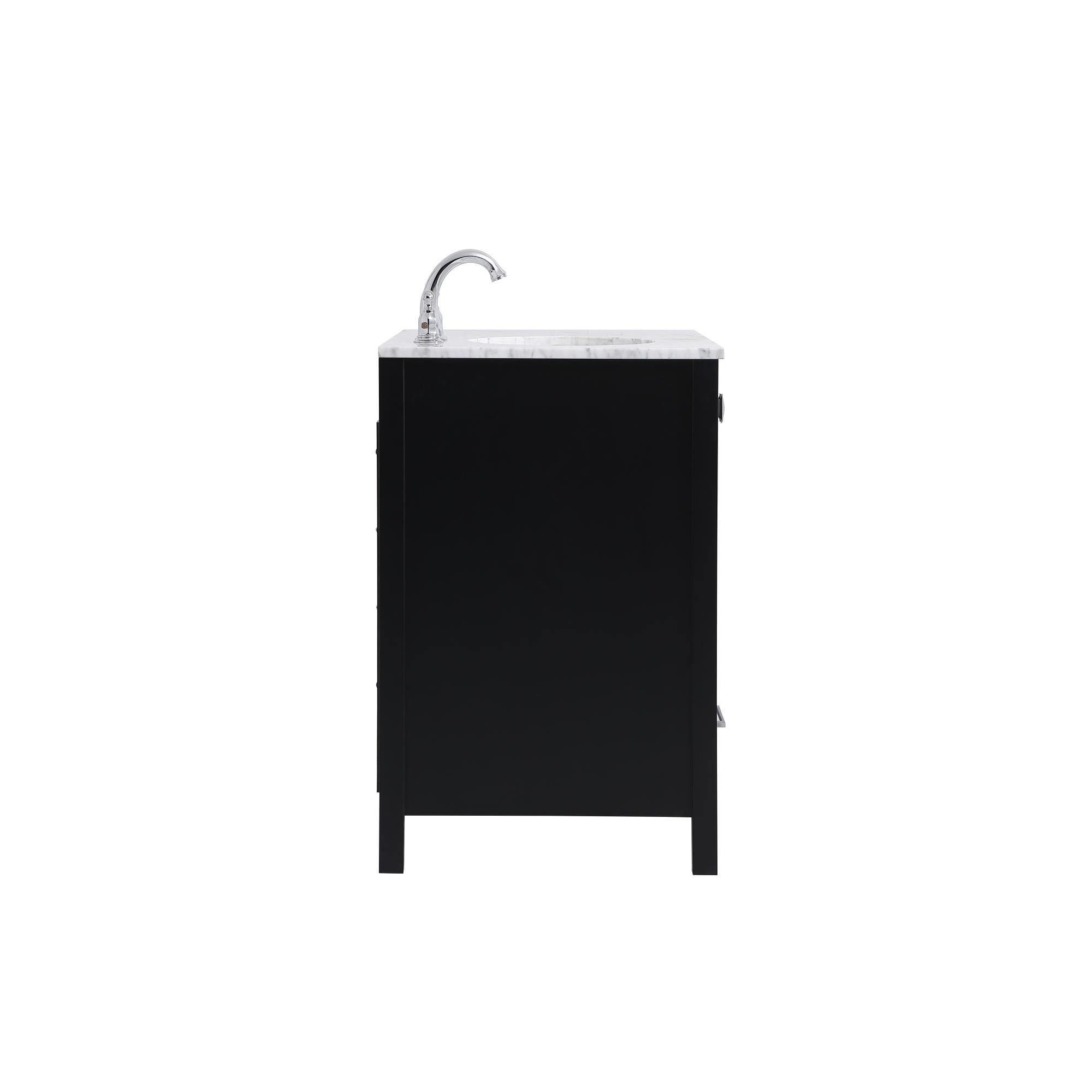 Shown in Black And Brushed Nickel With Carrara White Marble finish