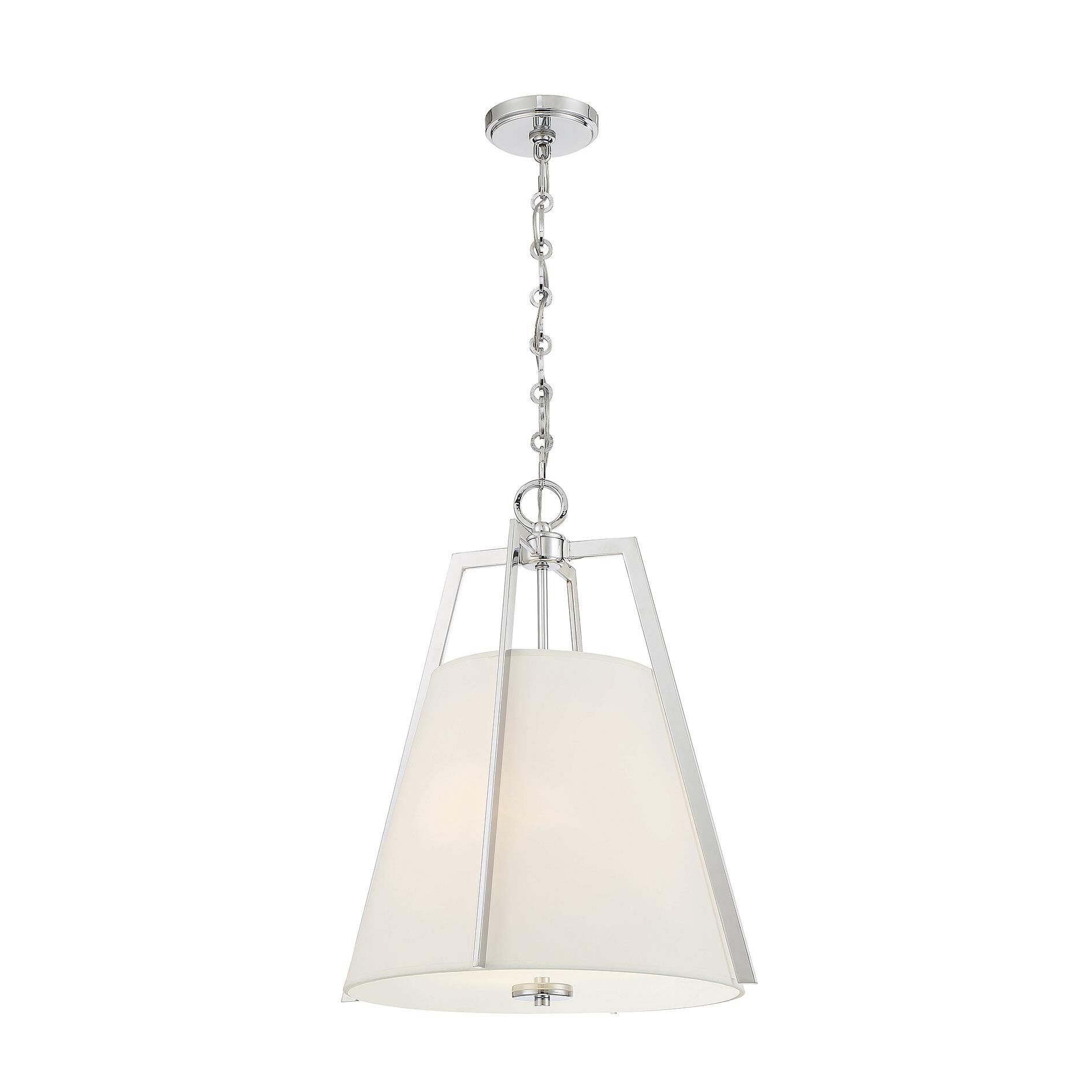 Shown in Polished Chrome finish and White Fabric shade