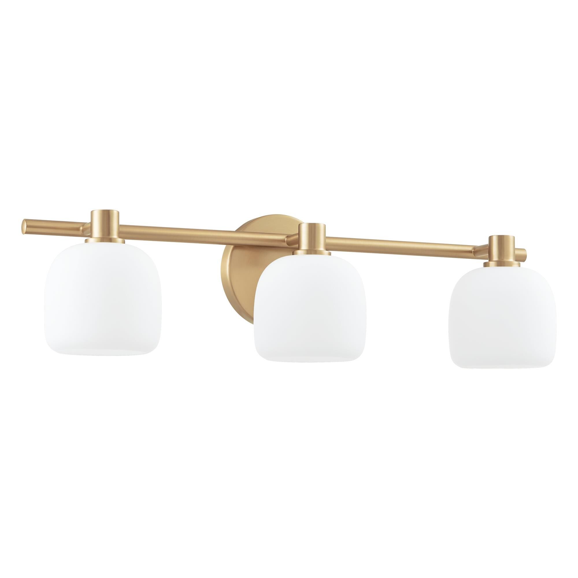 Shown in Champagne Gold finish and Etched Opal glass