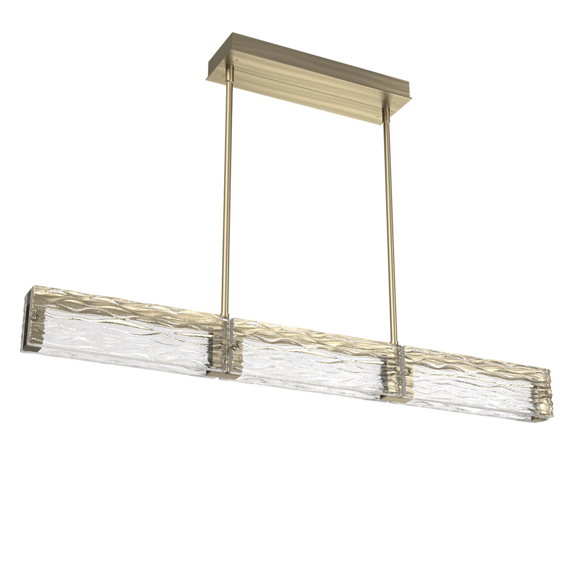 Shown in Heritage Brass finish and Tidal Cast glass
