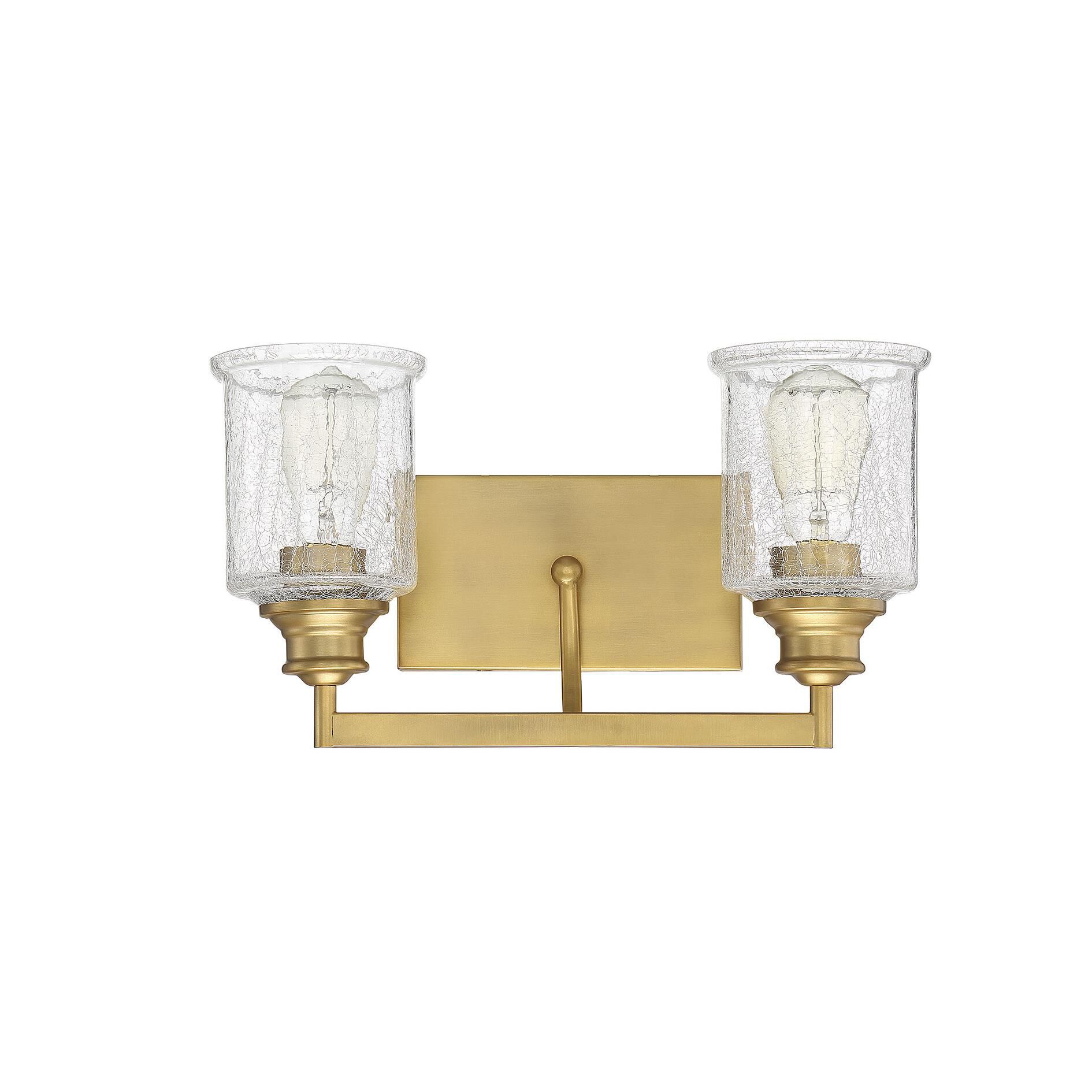 Shown in Warm Brass finish and Clear Crackled glass
